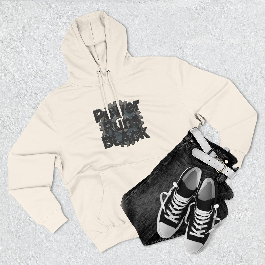 PRB Built of Power Graphic Hoodie — ‘Power Runs Black’ Industrial Mech Design by Power Runs Black