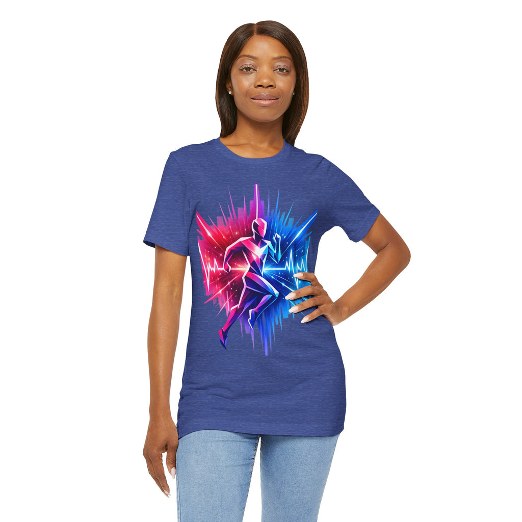 Power Runs Black PRB Running Pulse Graphic Tee — Neon Runner Heartbeat Sports T‑Shirt by Power Runs Black