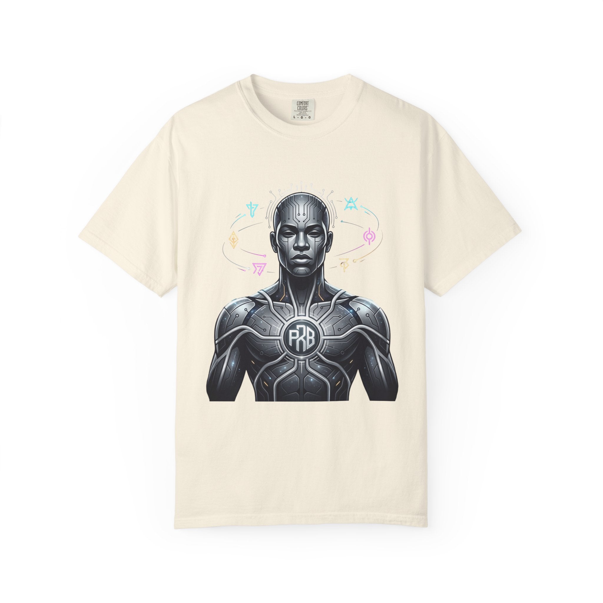 Printify PRB Algorithm God: Cosmic Processor 4K — Cybernetic Warrior T-Shirt | - T-Shirt