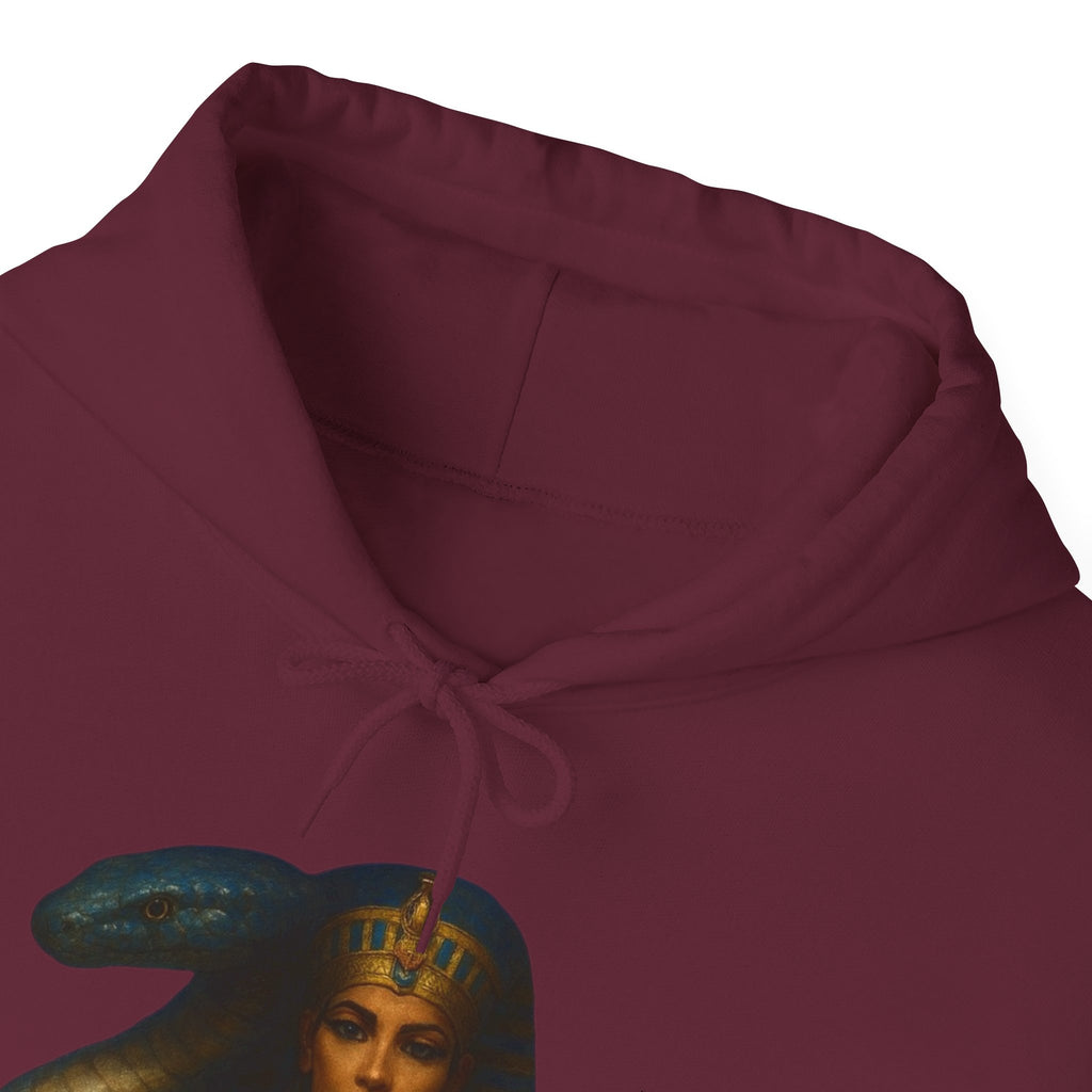 PRB Egyptian Goddess Portrait Hoodie | Serpent Headdress, Ancient Queen Art by Power Runs Black