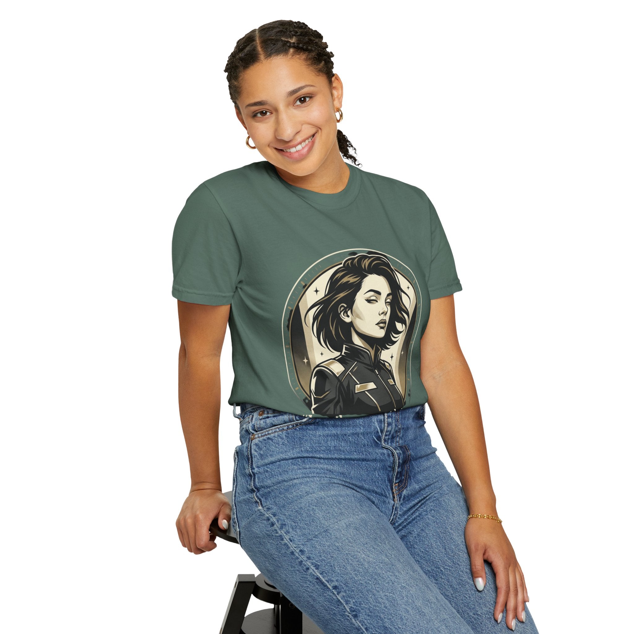 Power Runs Black Retro Space Captain Portrait T-Shirt — 'Fearless Commander' Graphic Tee by Power Runs Black