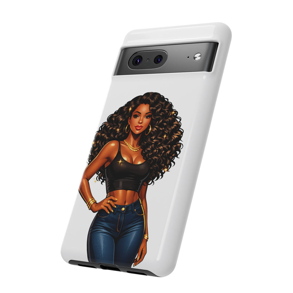 Pretty Rich Bitch by PRB Curly Hair Phone Case by Power Runs Black