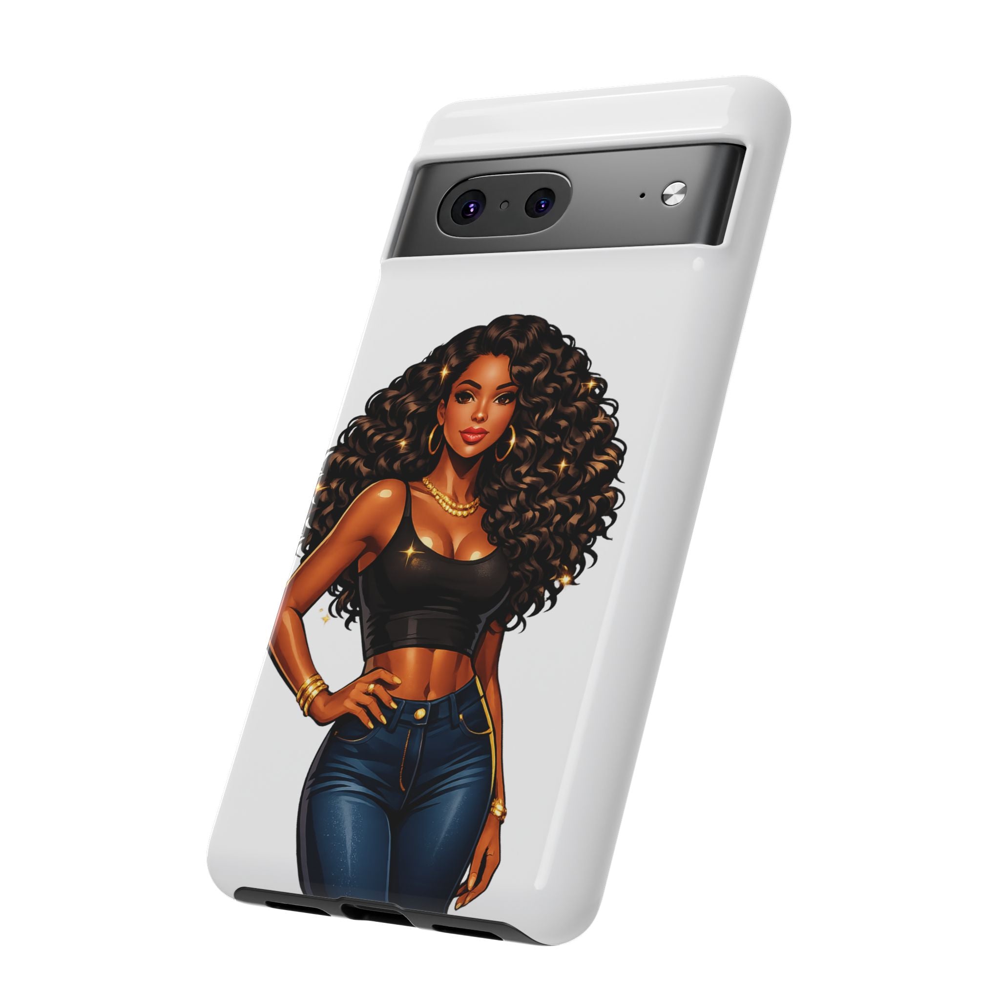 Pretty Rich Bitch by PRB Curly Hair Phone Case by Power Runs Black