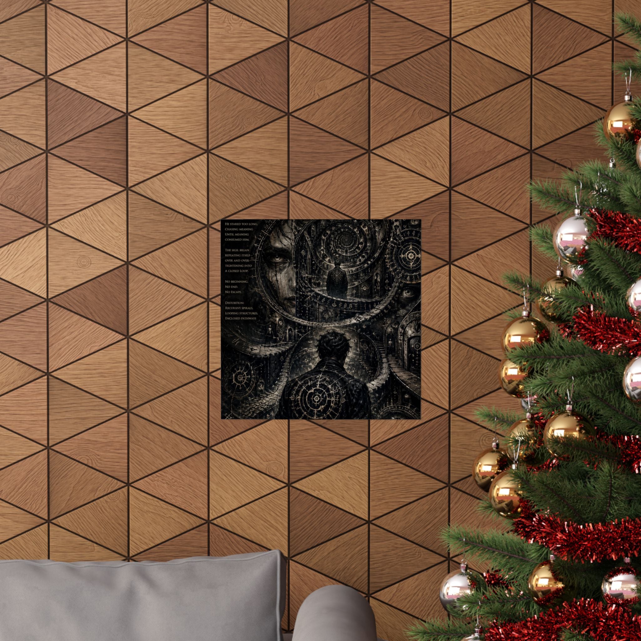 Power Runs Black Dark Surreal Poster — Spiral Dreamscape Matte Vertical Art Print by Power Runs Black