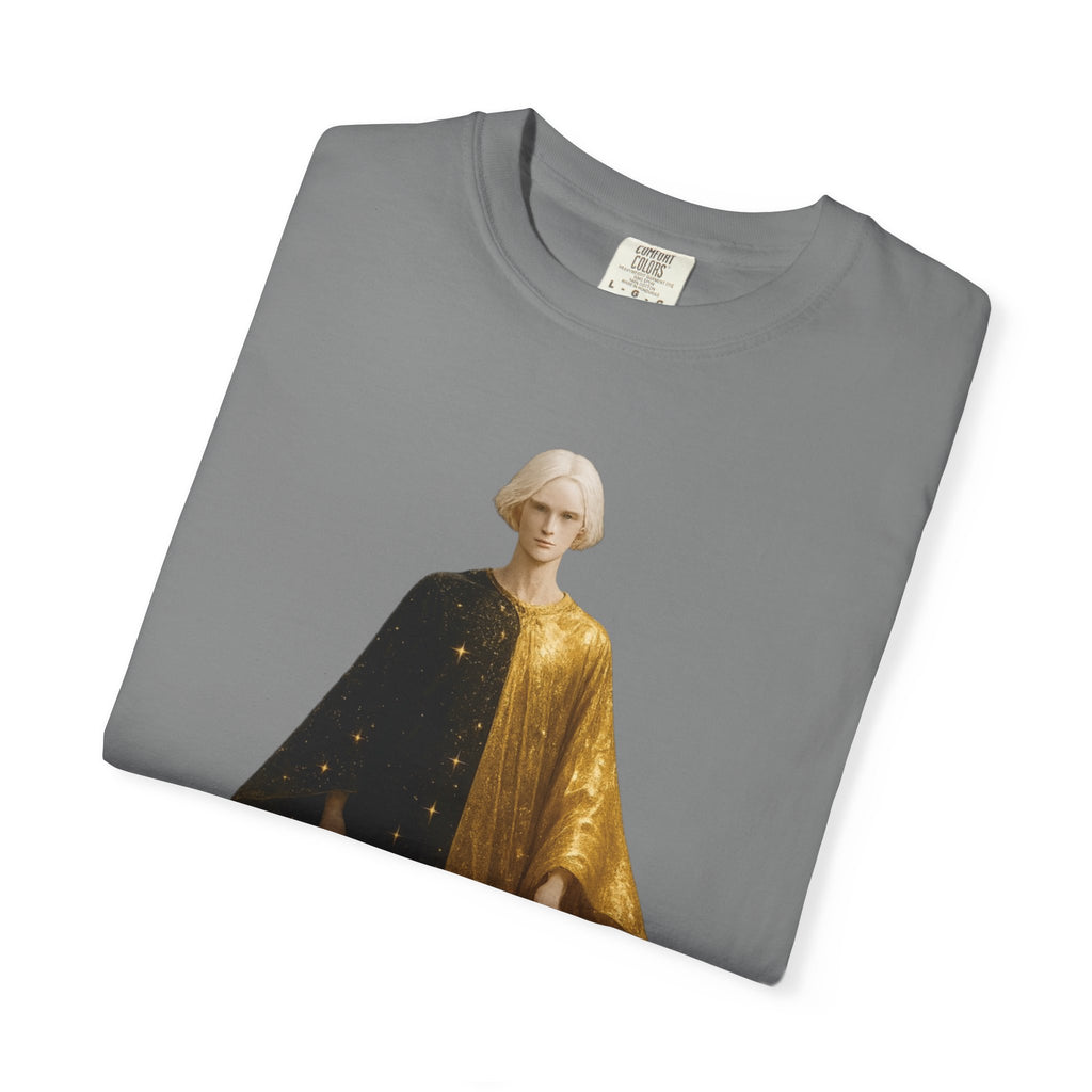 Power Runs Black PRB Twelfth Golden Cloak Figure T-Shirt | Surreal Angelic Portrait by Power Runs Black