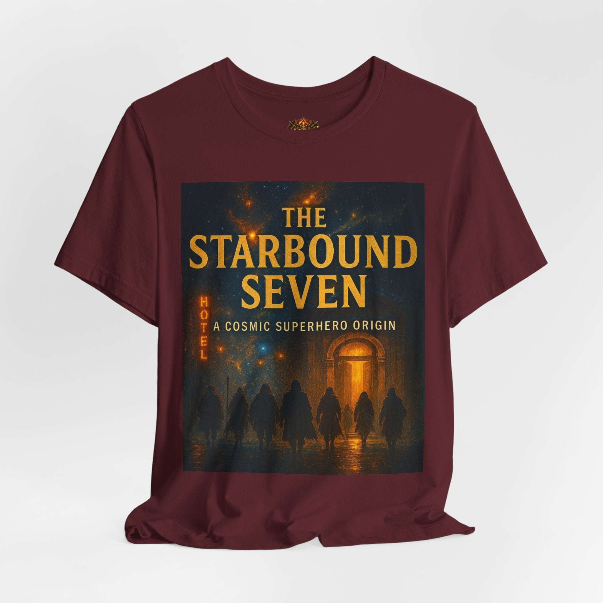 Power Runs Black PRB The Starbound Seven Tee – Retro Cosmic Superhero Poster Shirt by Power Runs Black