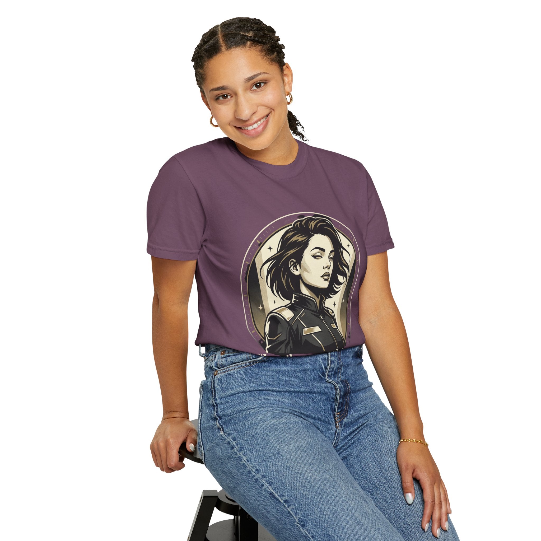 Power Runs Black Retro Space Captain Portrait T-Shirt — 'Fearless Commander' Graphic Tee by Power Runs Black