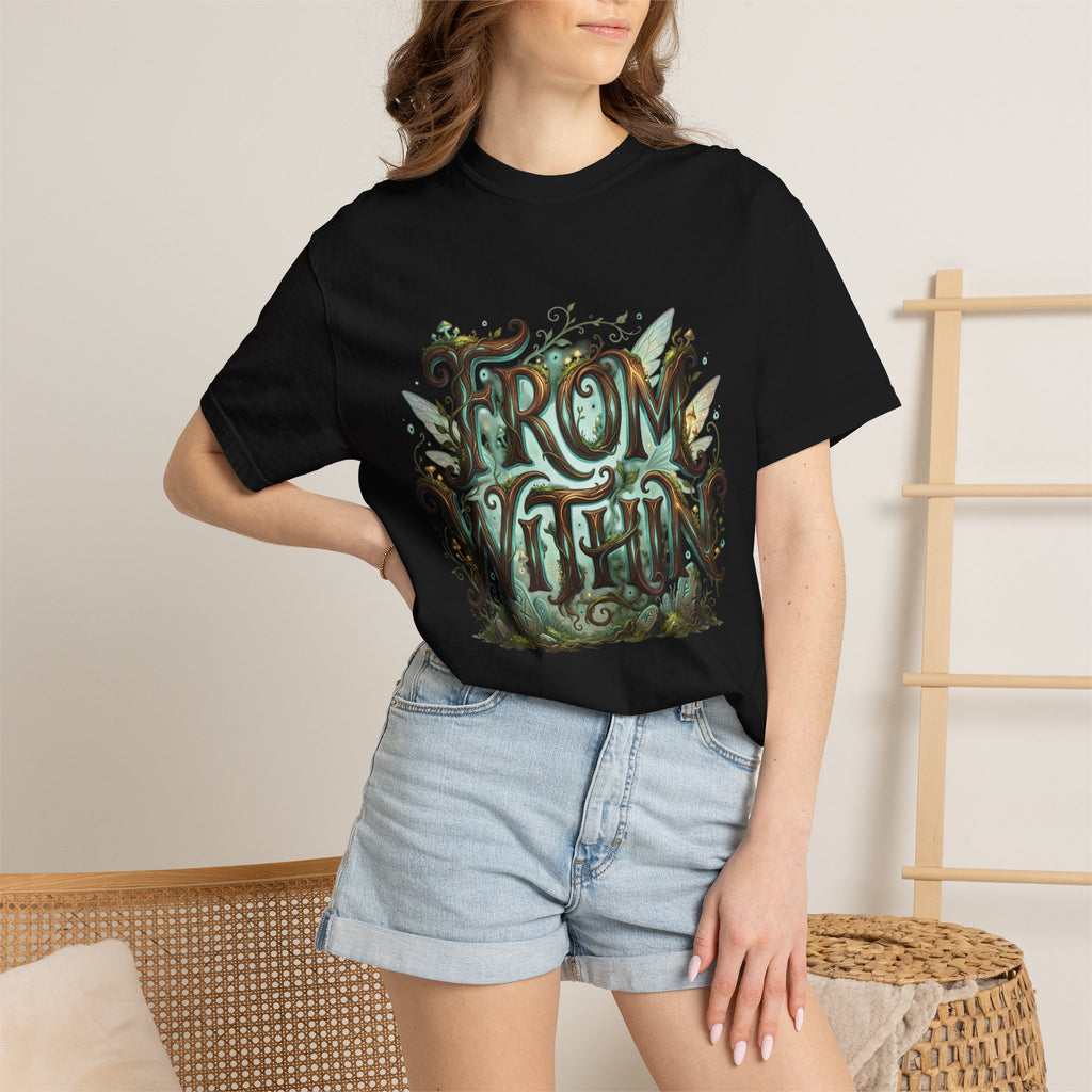 Power Runs Black PRB From Within T-shirt | Nature Typography Forest Illustration by Printify