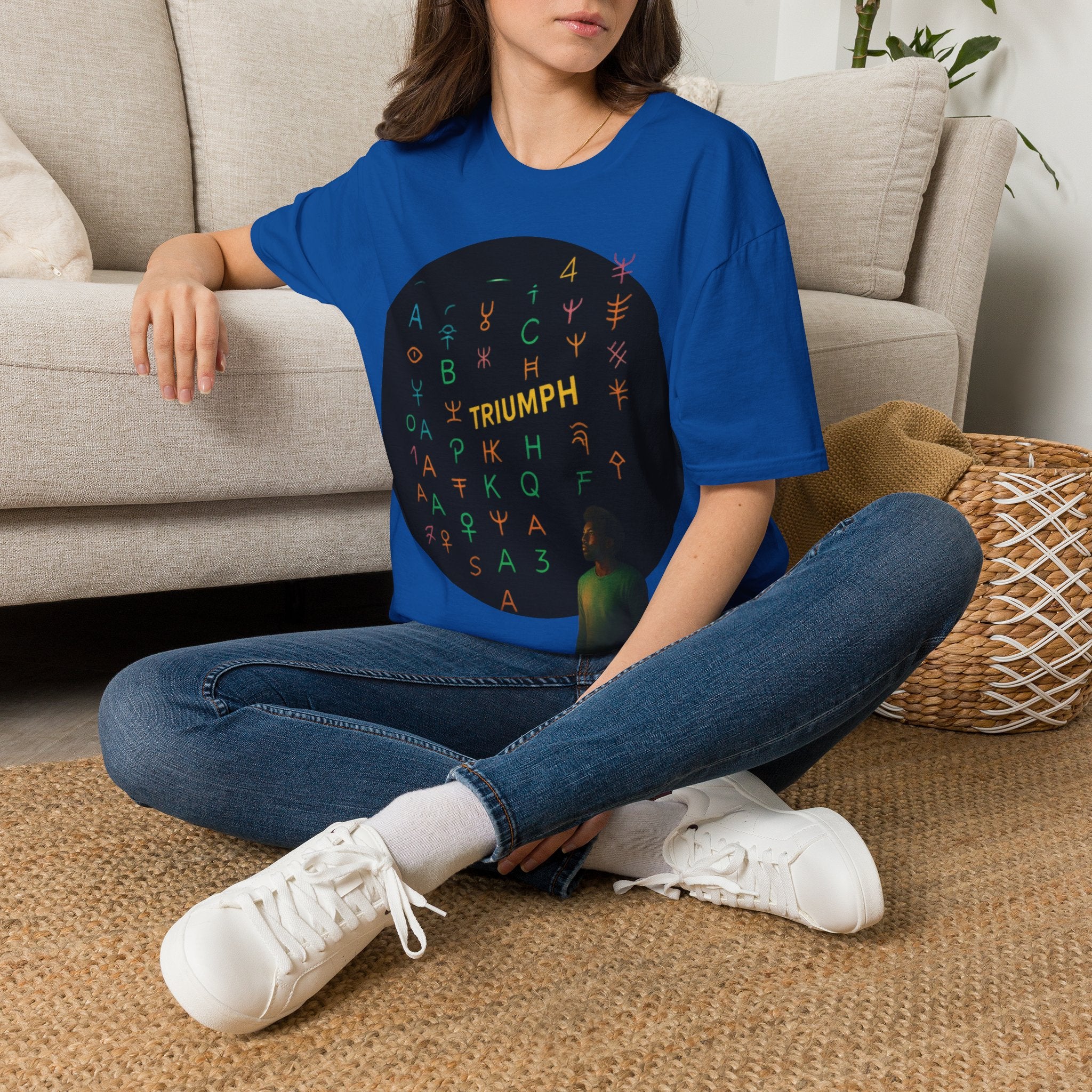 PRB Triumph Afro Hair Silhouette T-Shirt | Black Hair Alphabet Design by Printify