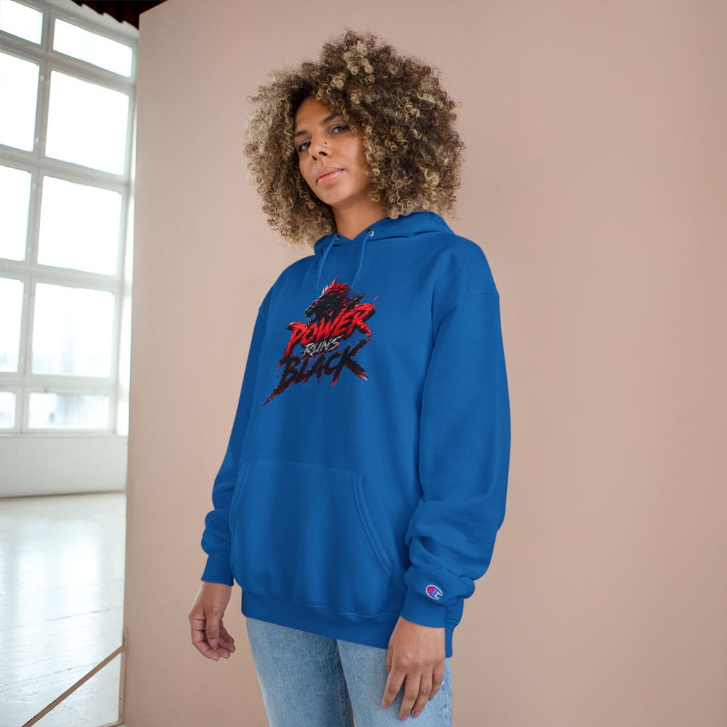Power Runs Black logo hoodie | Flame crest design by Power Runs Black