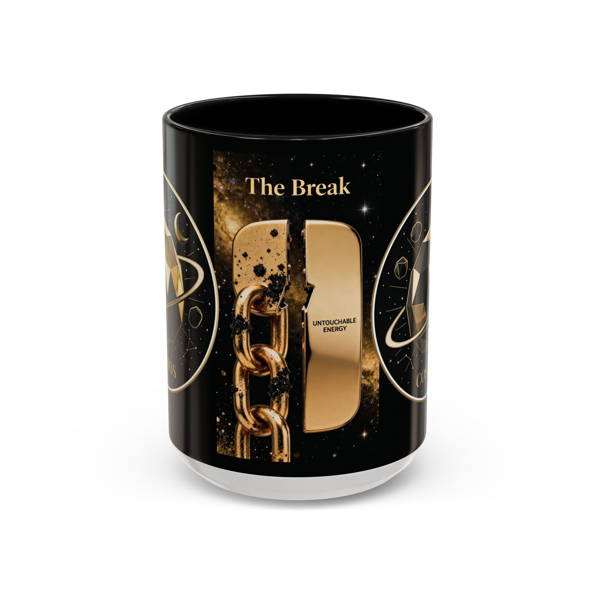 PRB Gold Cosmos Design Accent Coffee Mug | The Break, Planet Illustration by Power Runs Black