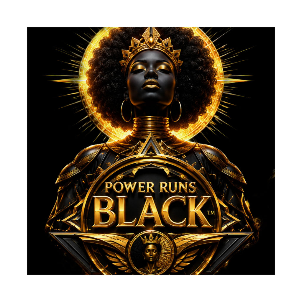 Power Runs Black Matte Poster — "Power Runs Black" Afrocentric Goddess Wall Art by Power Runs Black