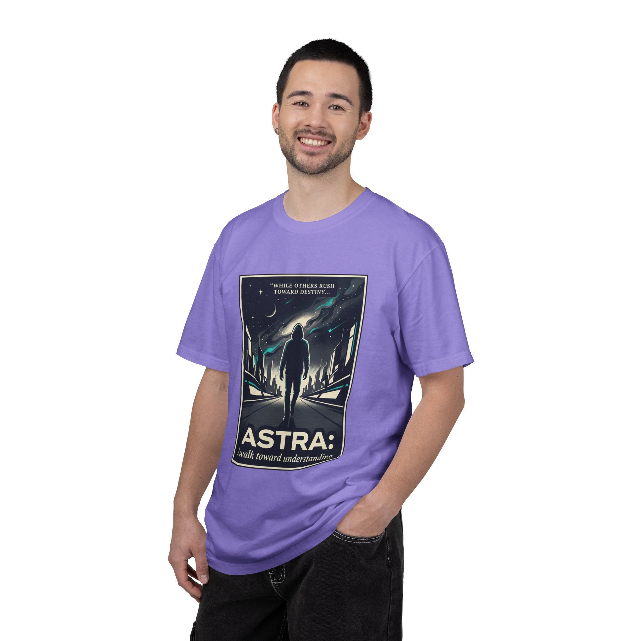 Power Runs Black Astra Sci‑Fi Graphic T-Shirt — "I walk toward understanding" Poster Design by Power Runs Black