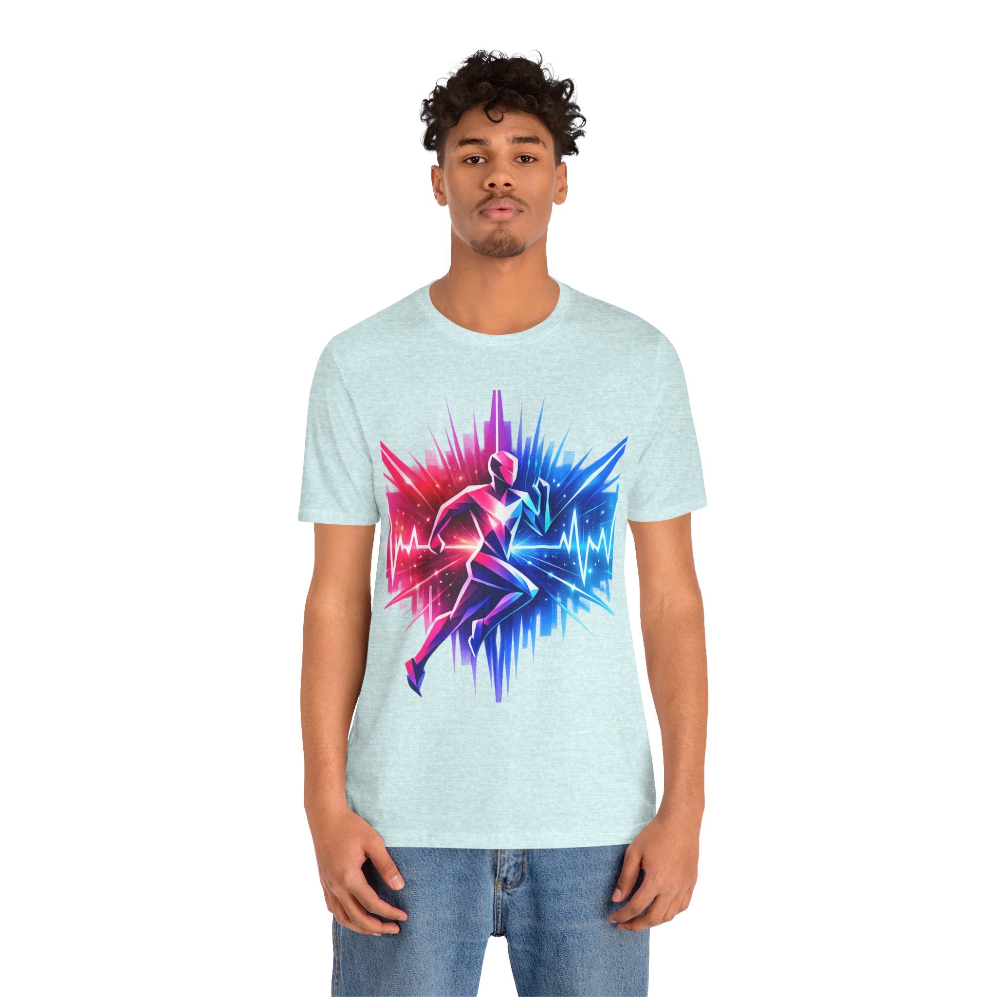 Power Runs Black PRB Running Pulse Graphic Tee — Neon Runner Heartbeat Sports T‑Shirt by Power Runs Black