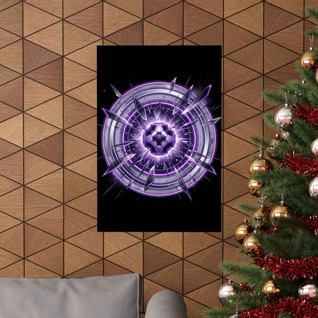 Power Runs Black Purple Energy Shield Matte Poster by Power Runs Black