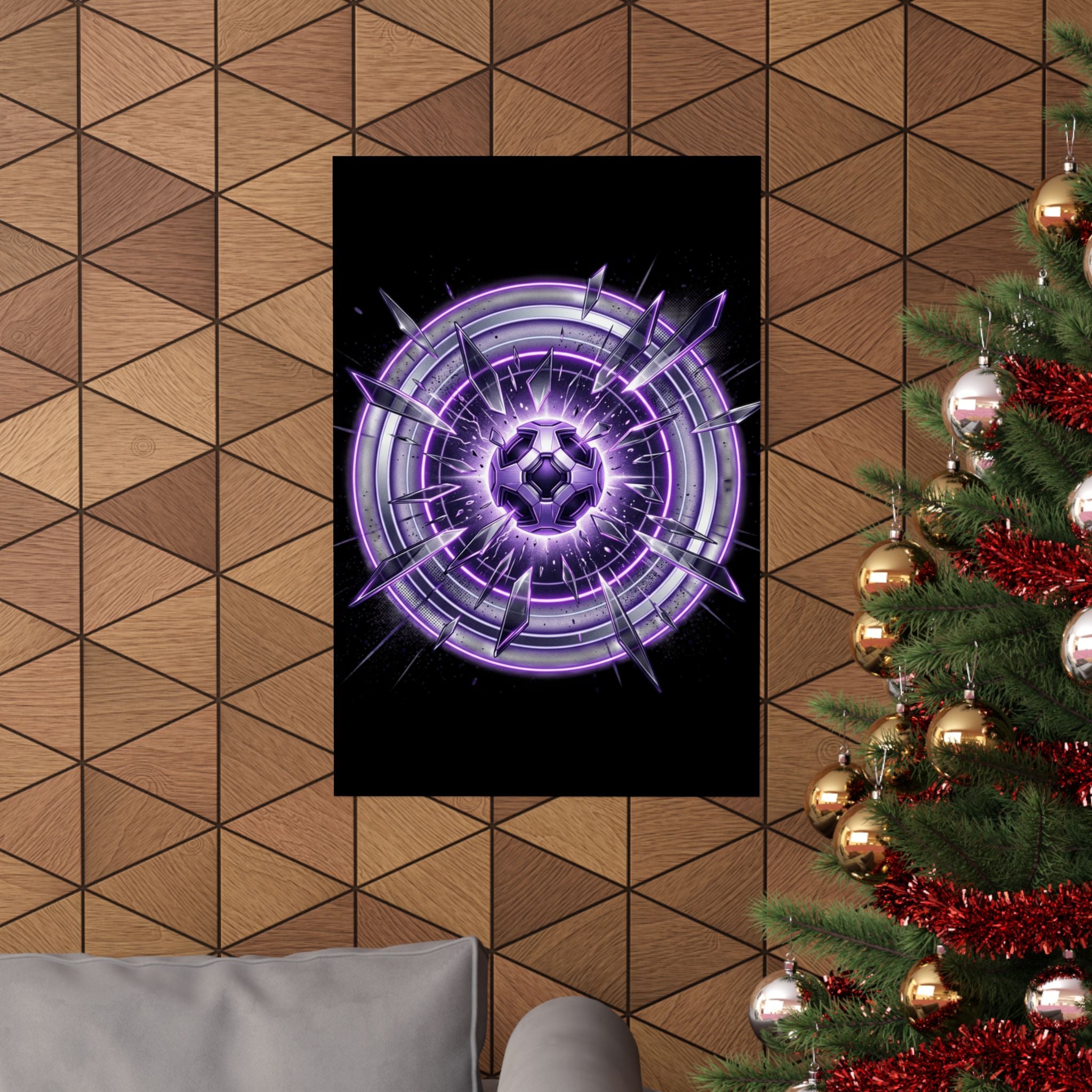 Power Runs Black Purple Energy Shield Matte Poster by Power Runs Black