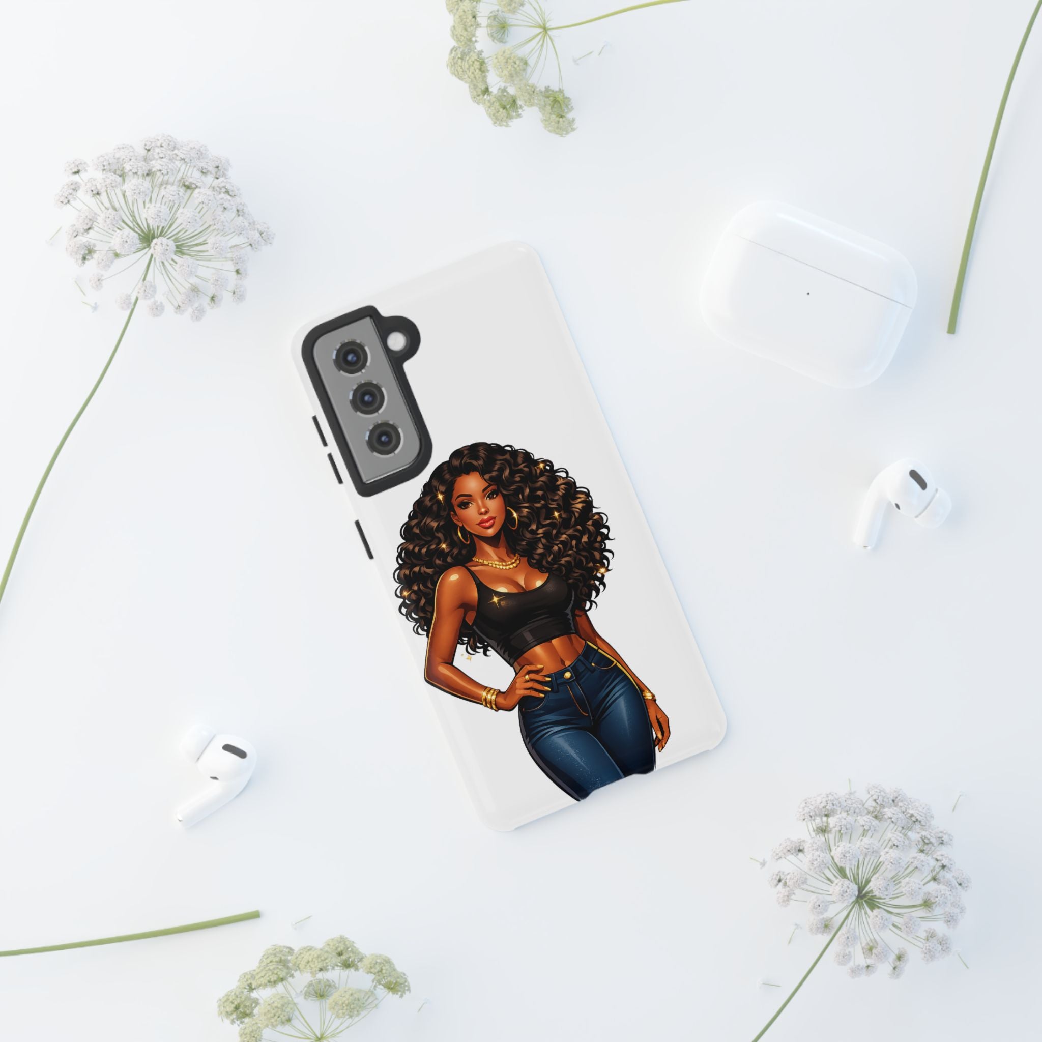 Pretty Rich Bitch by PRB Curly Hair Phone Case by Power Runs Black