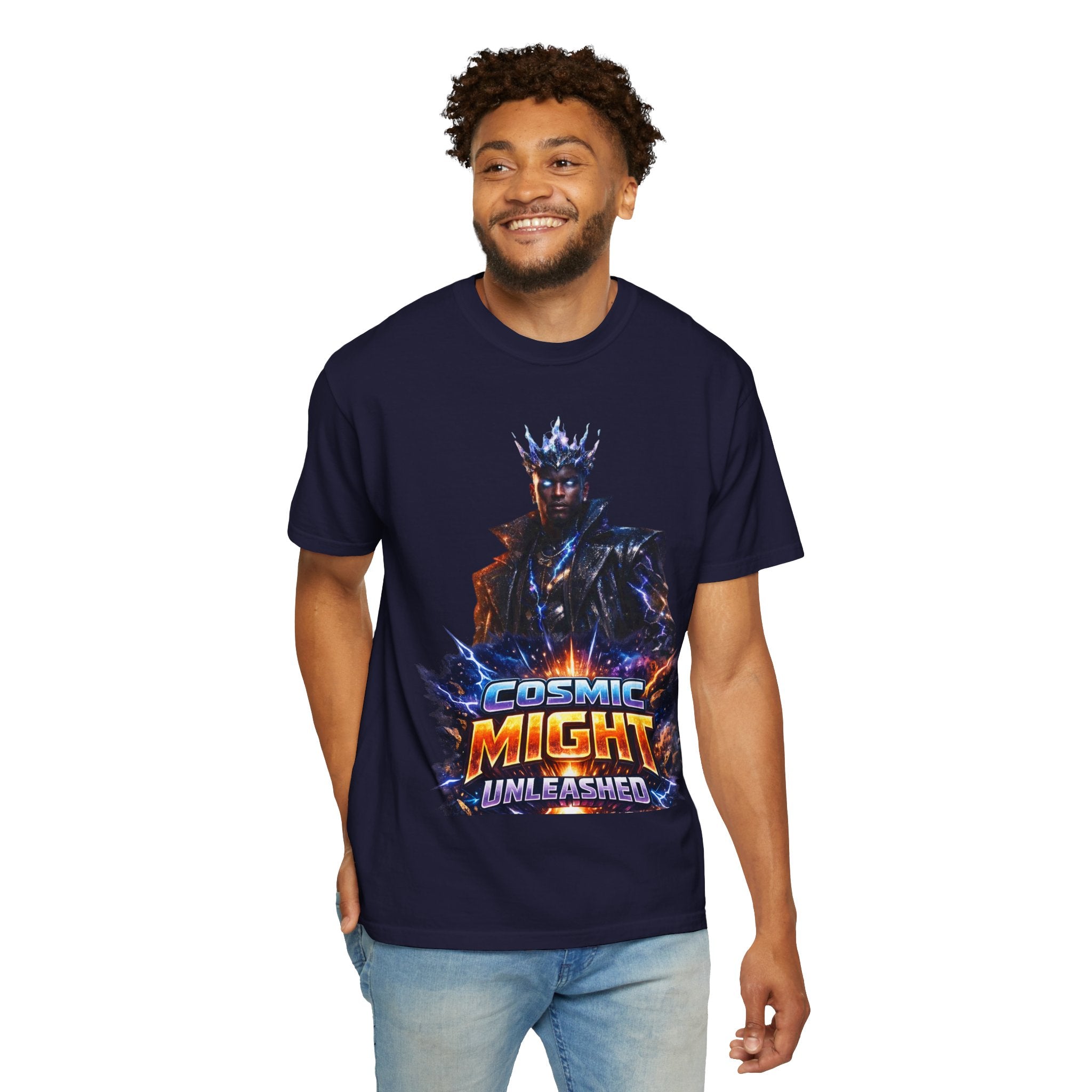 PRB Cosmic Might Unleashed T-shirt | Space Warrior Graphic Tee by Printify
