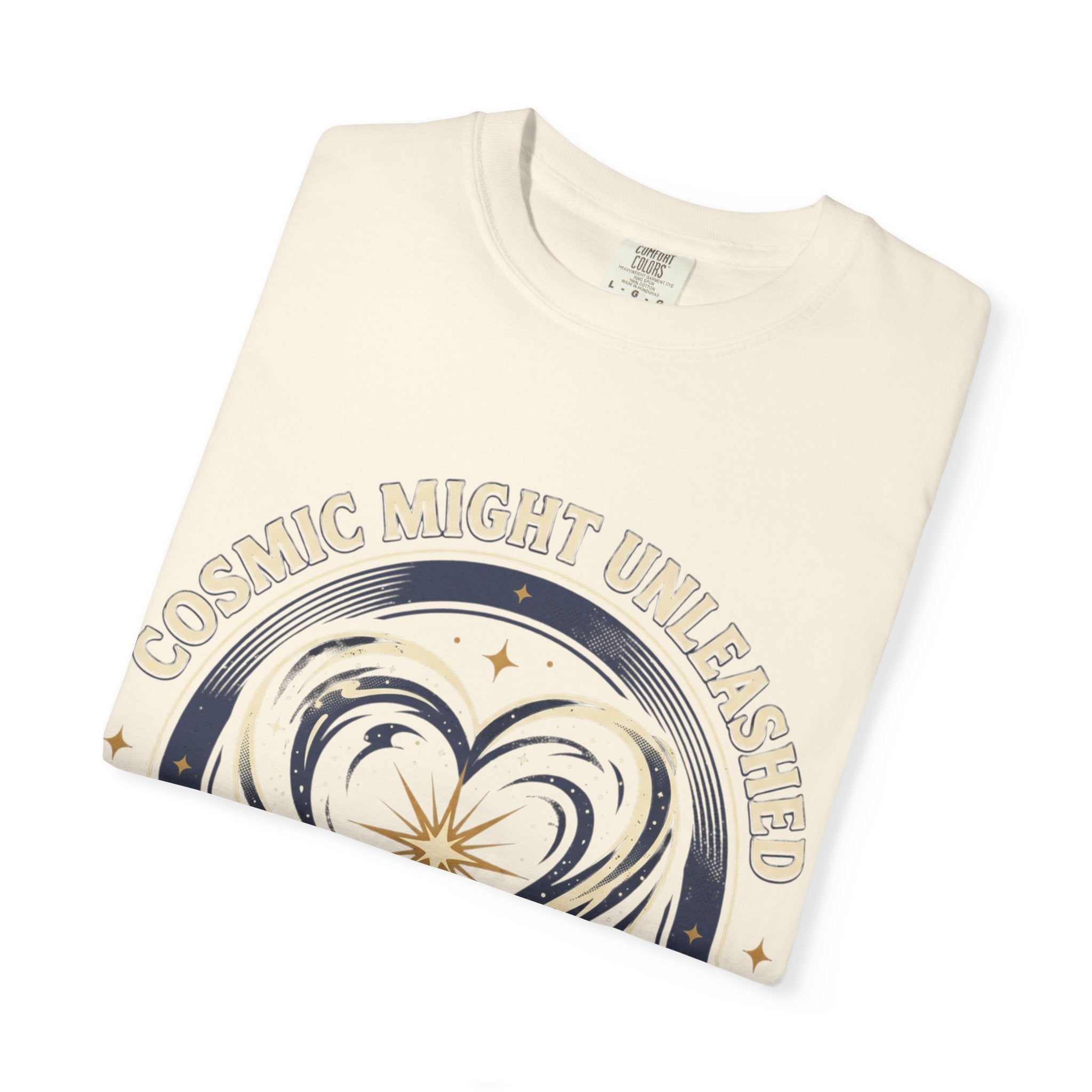 PRB Starforged Flex Cosmic Might Unleashed Heart Graphic T-Shirt — "Cosmic Might Unleashed" Astral Design by Power Runs Black