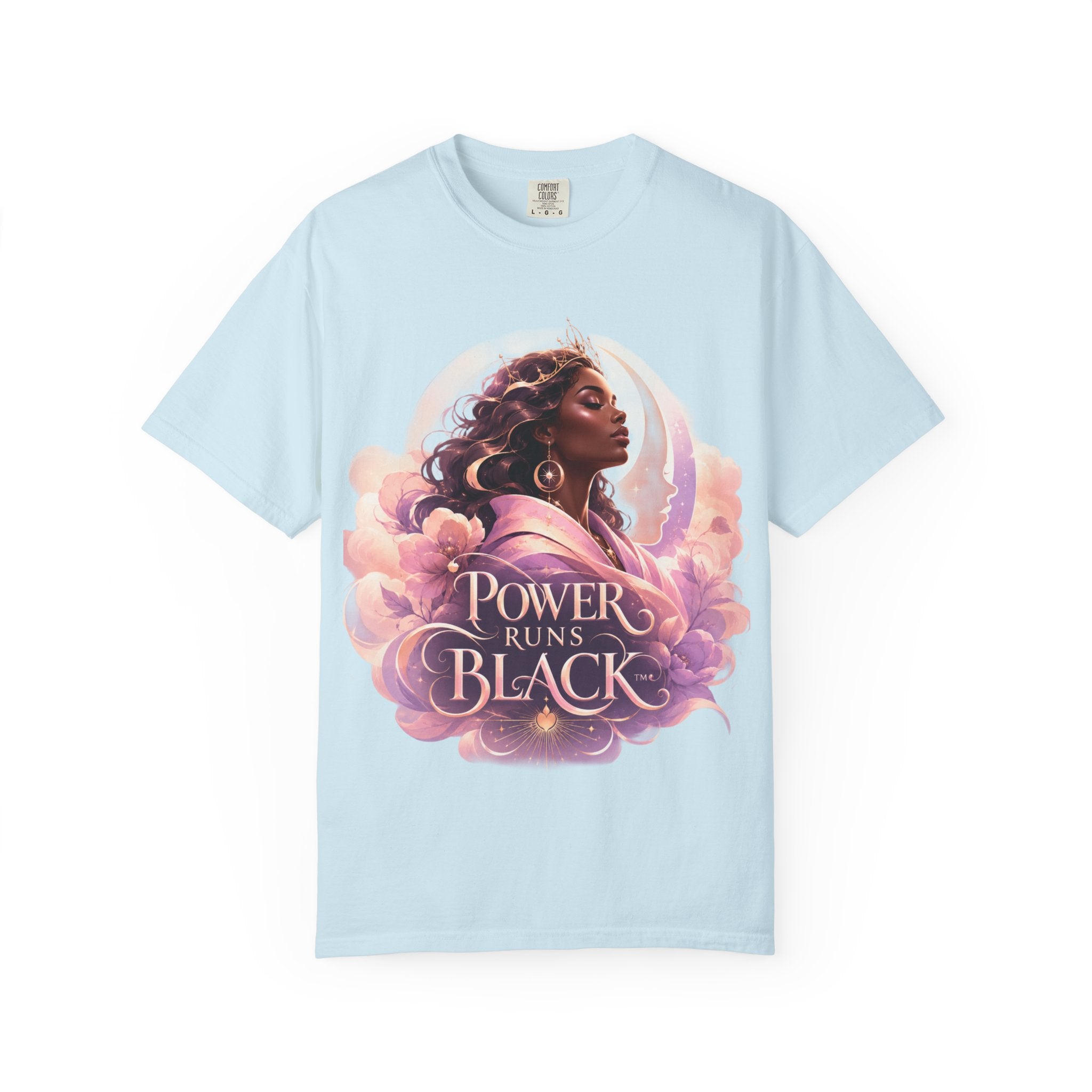 Power Runs Black graphic tee | Black woman portrait, Afro empowerment shirt by Power Runs Black