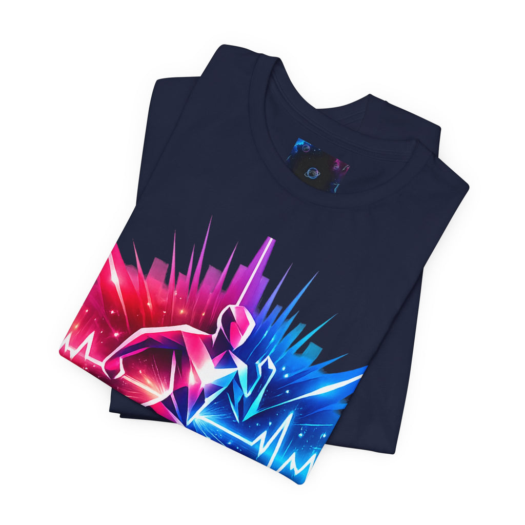 Power Runs Black PRB Running Pulse Graphic Tee — Neon Runner Heartbeat Sports T‑Shirt by Power Runs Black