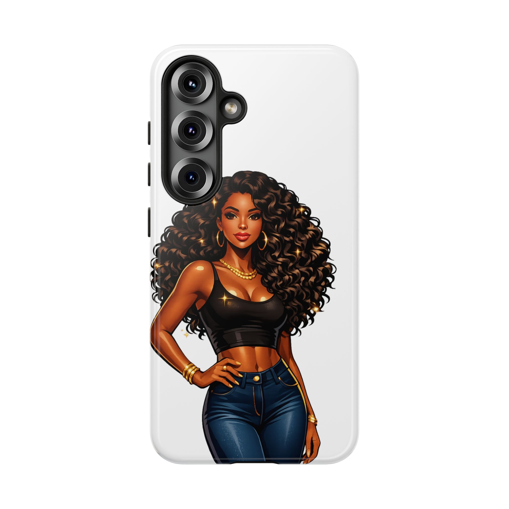 Pretty Rich Bitch by PRB Curly Hair Phone Case by Power Runs Black