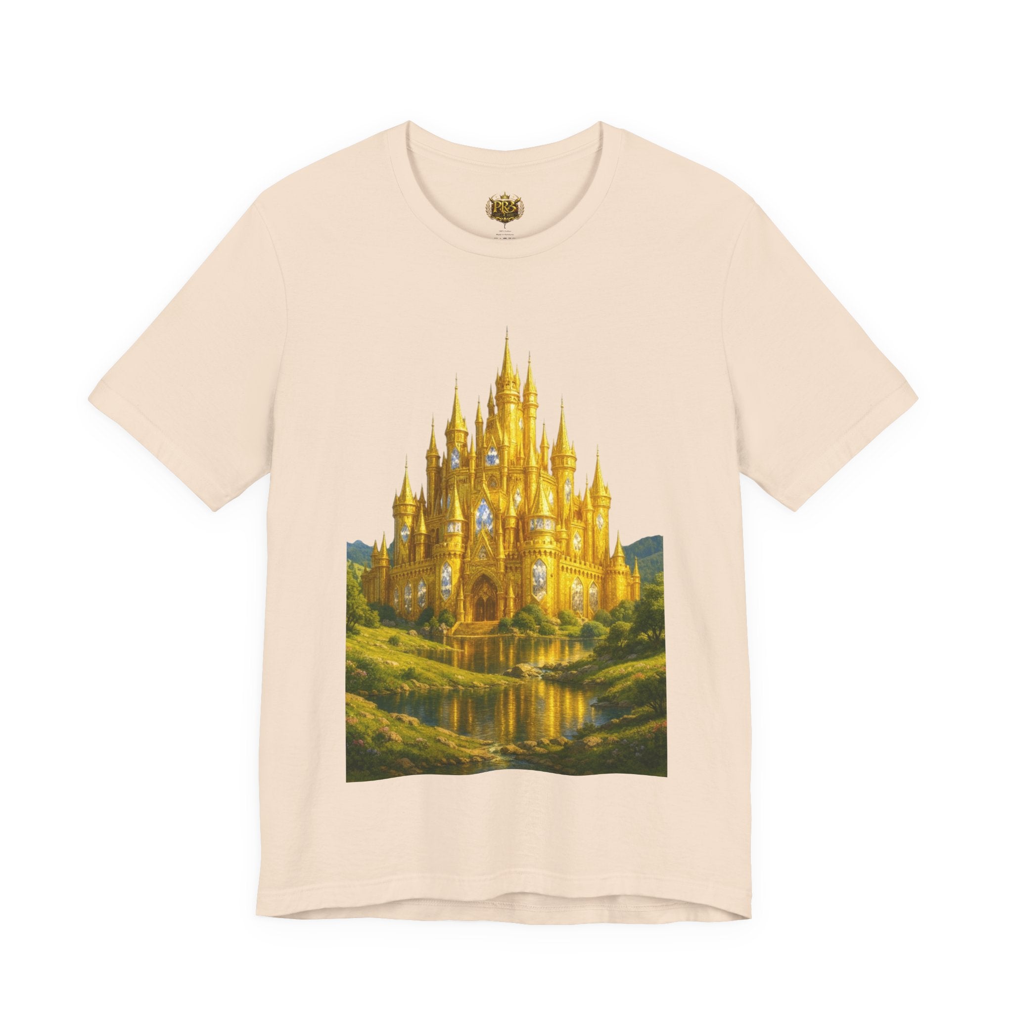 PRB Golden Fantasy Castle Tee | Magical Kingdom Illustration, Fairytale Scene by Printify