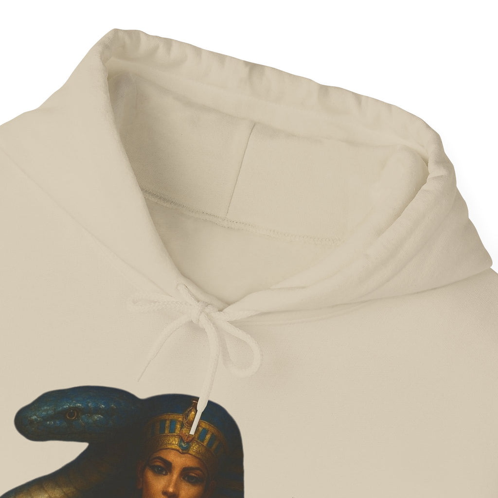 PRB Egyptian Goddess Portrait Hoodie | Serpent Headdress, Ancient Queen Art by Power Runs Black