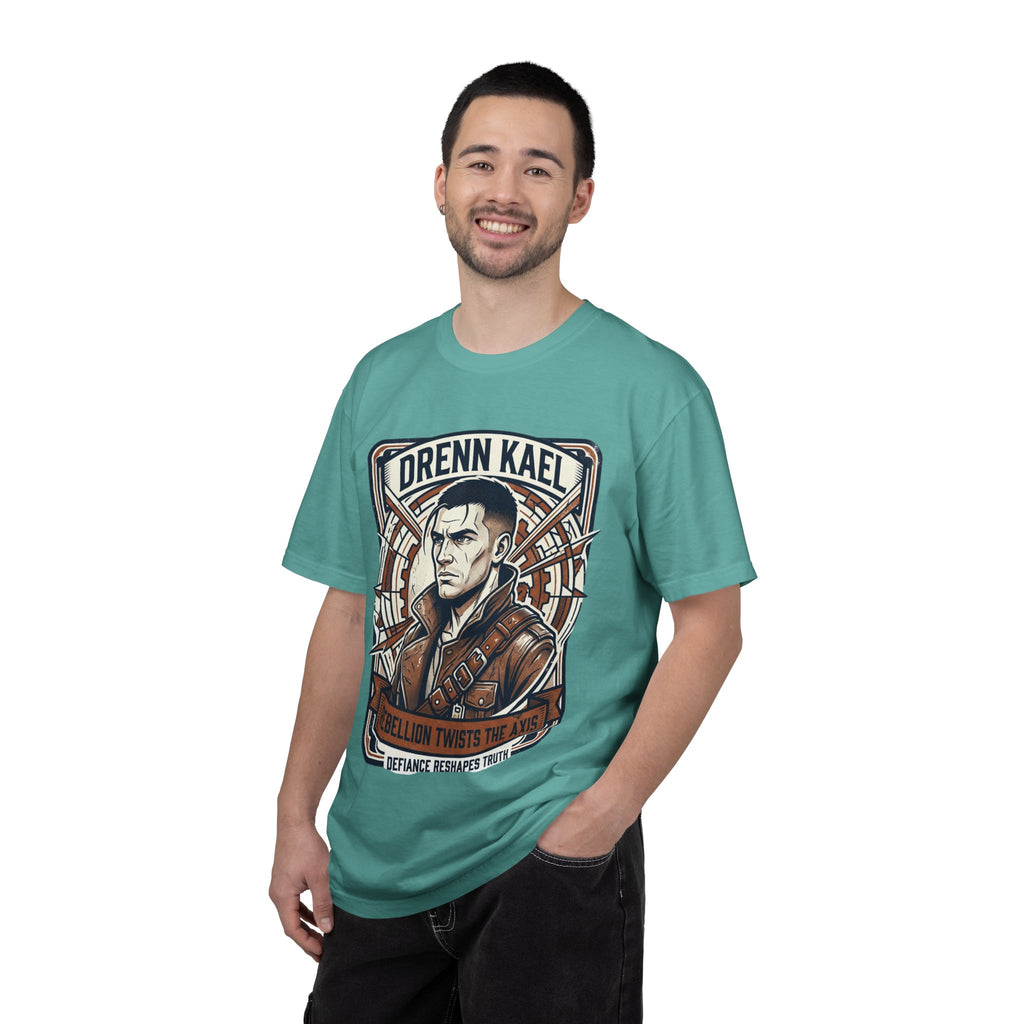 Power Runs Black PRB Drenn Kael Portrait T-Shirt — "Rebellion Twists the Axis" Graphic Tee by Printify