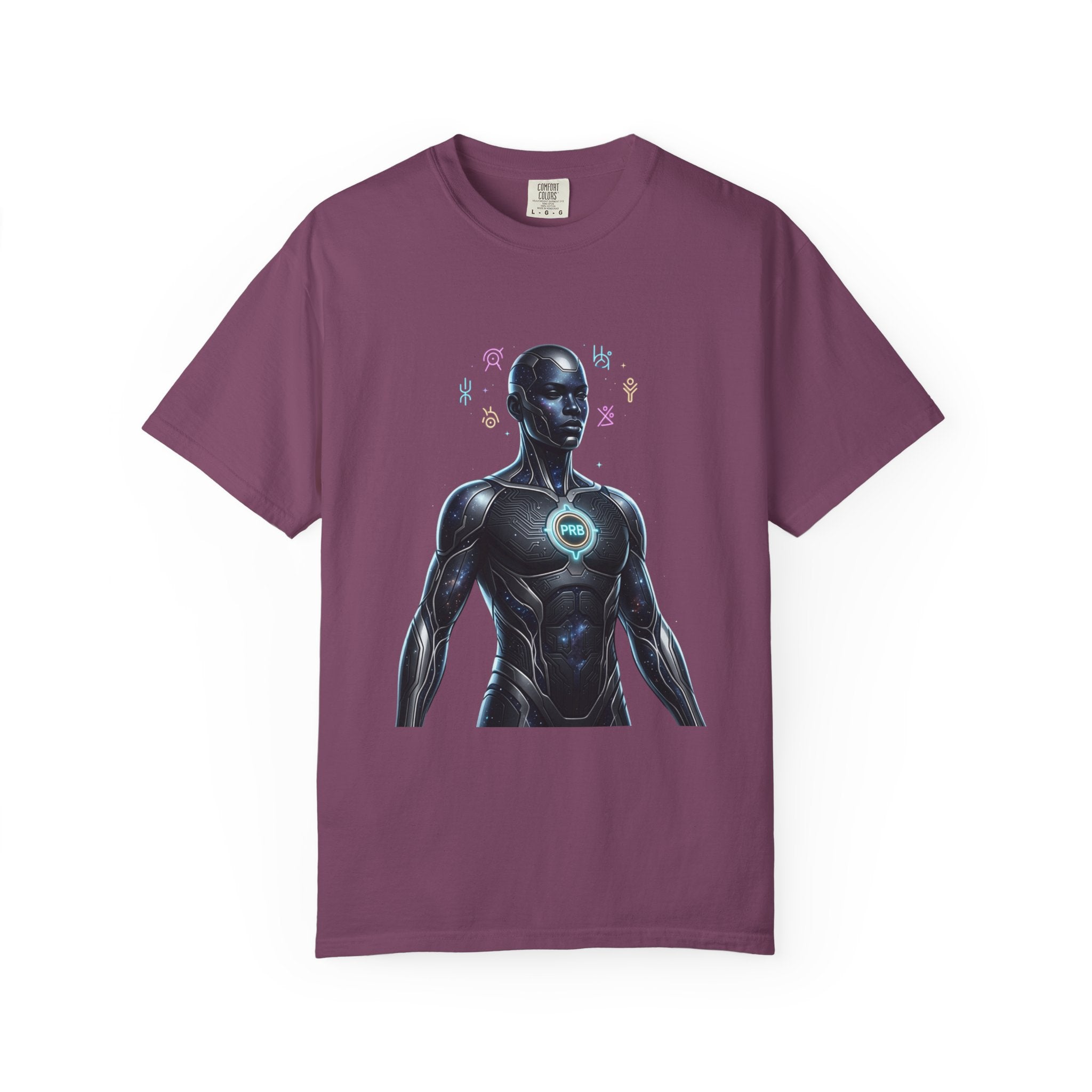 Printify PRB — “Algorithm God” 4K Futuristic Cyborg with Glowing Chest T-shirt | Sci-Fi Android Art - T-Shirt