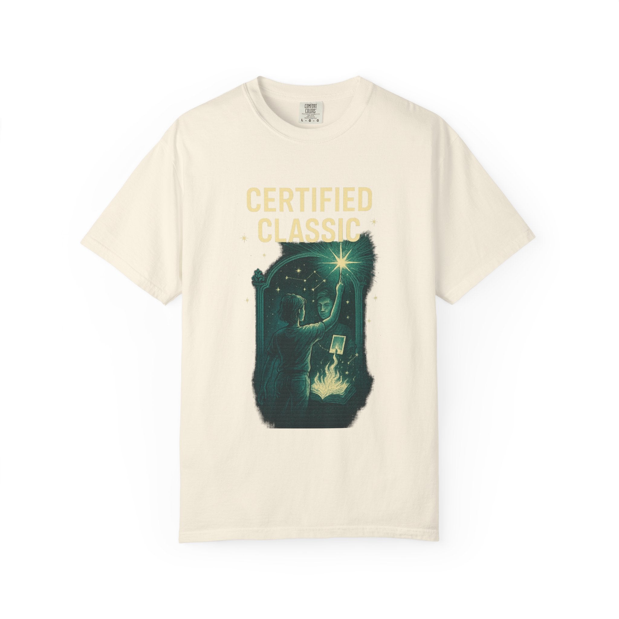 PRB Certified Classic illustration T-shirt | vintage camping, night sky, campfire by Power Runs Black