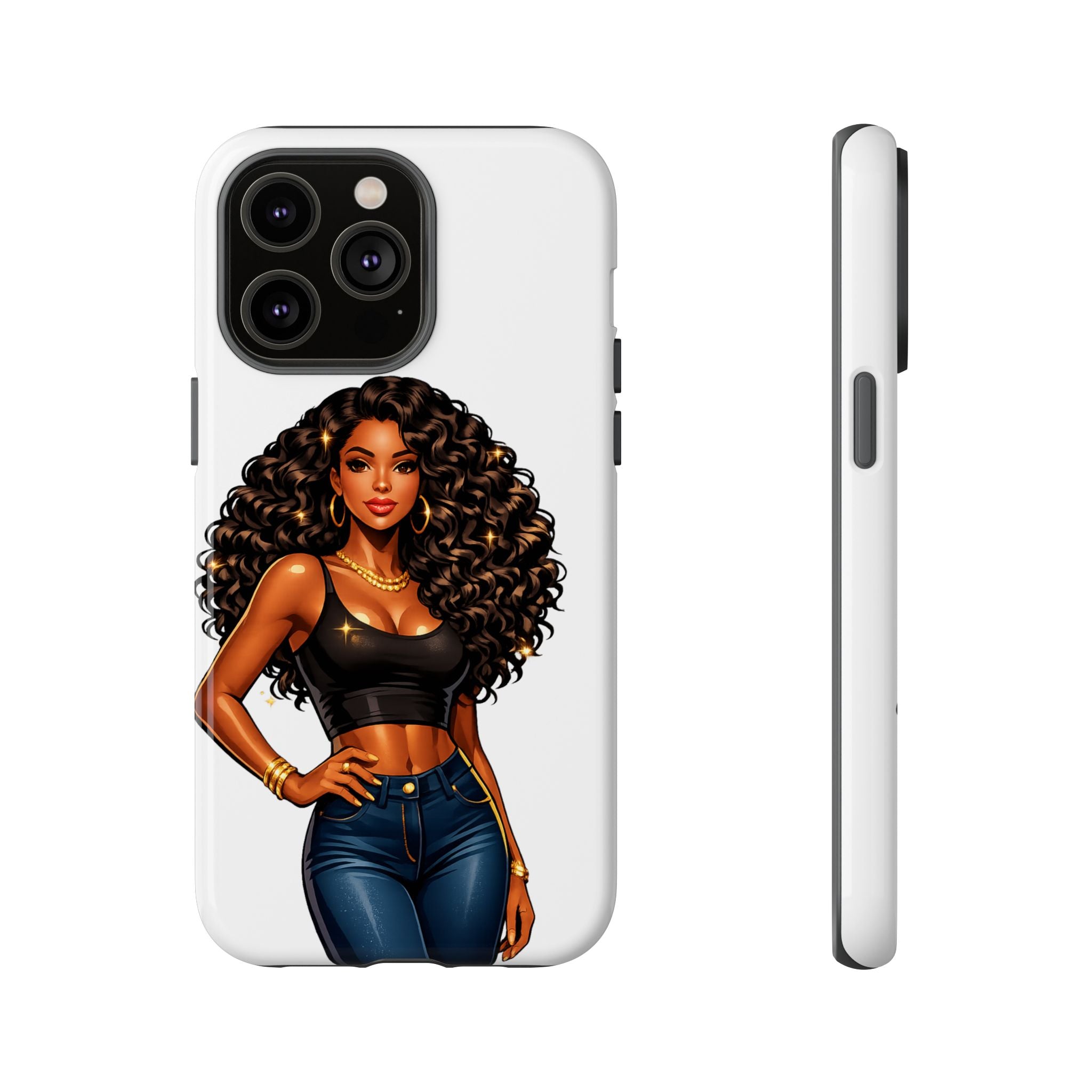 Pretty Rich Bitch by PRB Curly Hair Phone Case by Power Runs Black