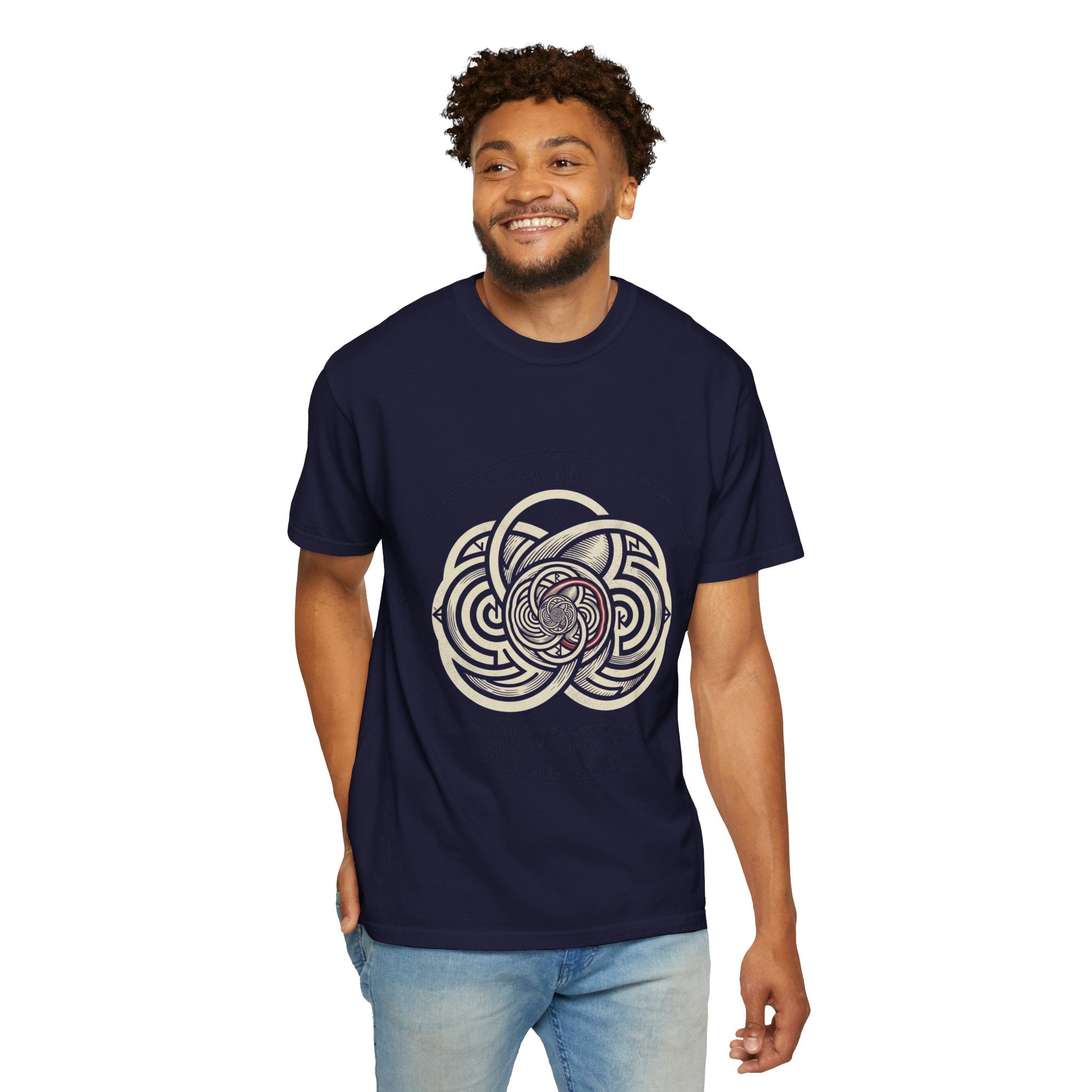 Power Runs Black PRB Thalen Rook Celtic Knot Graphic T-Shirt — "He stared too long..." Quote Tee by Printify