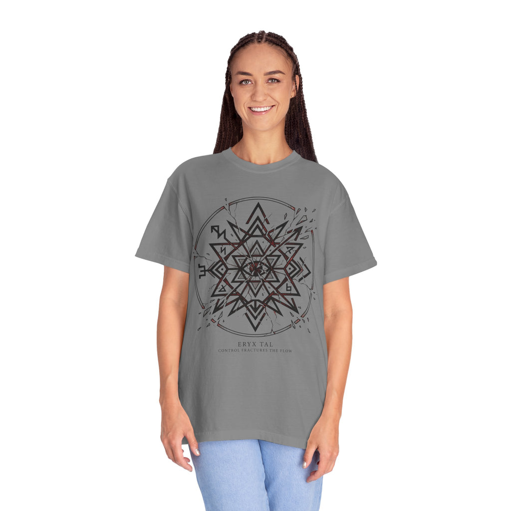 Power Runs Black PRB Eryx Tal Geometric Mandala T-Shirt — Symmetric Star Graphic Tee by Power Runs Black