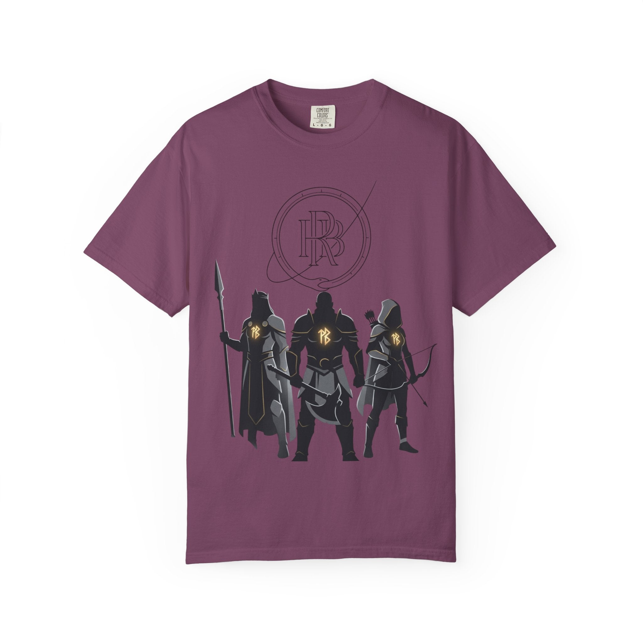 Printify PRB Fantasy Warrior Party T-Shirt — Knight, Archer & Spearfighter Silhouette Tee - T-Shirt