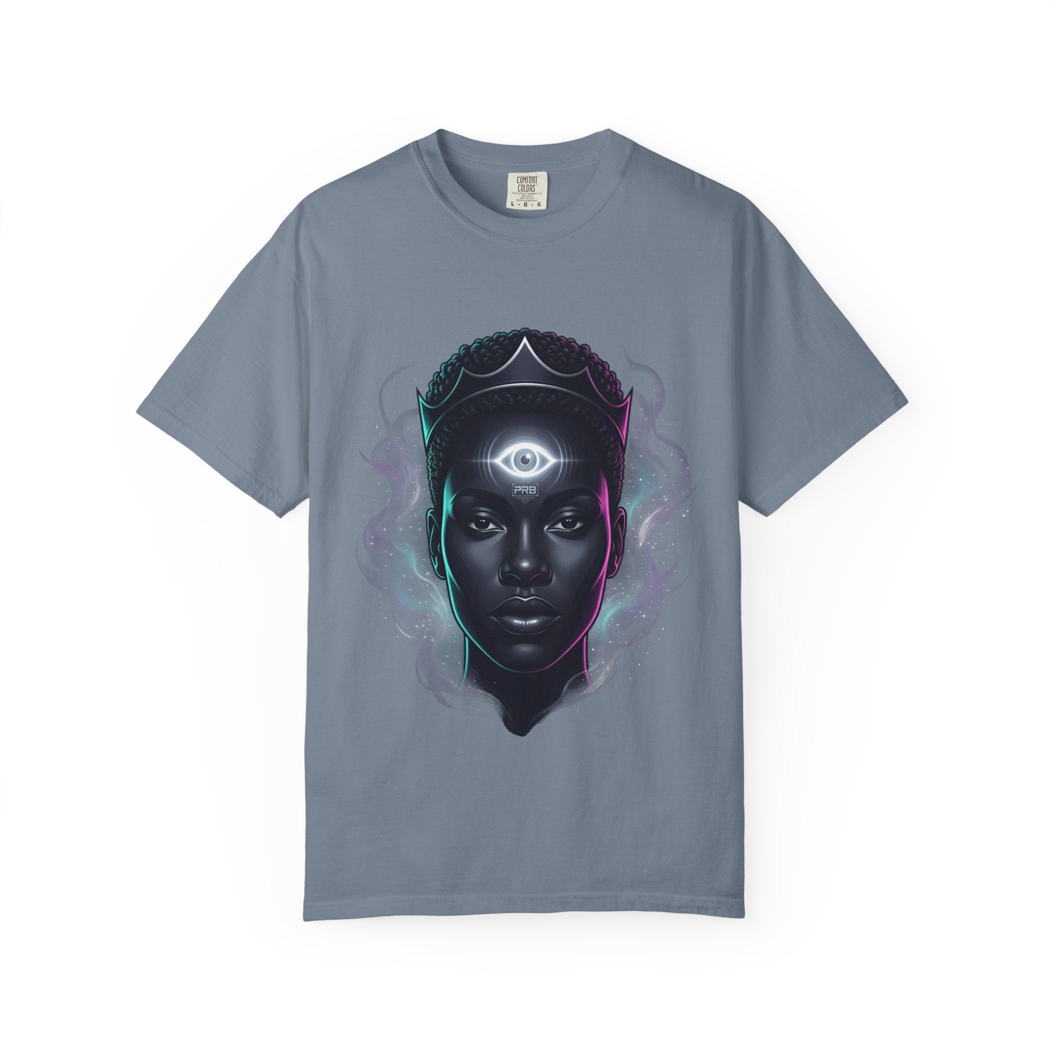Printify PRB Third Eye Omni‑Vision Ascendant 4K Cosmic Portrait T-shirt | Mystic Black Face Artwork - T-Shirt