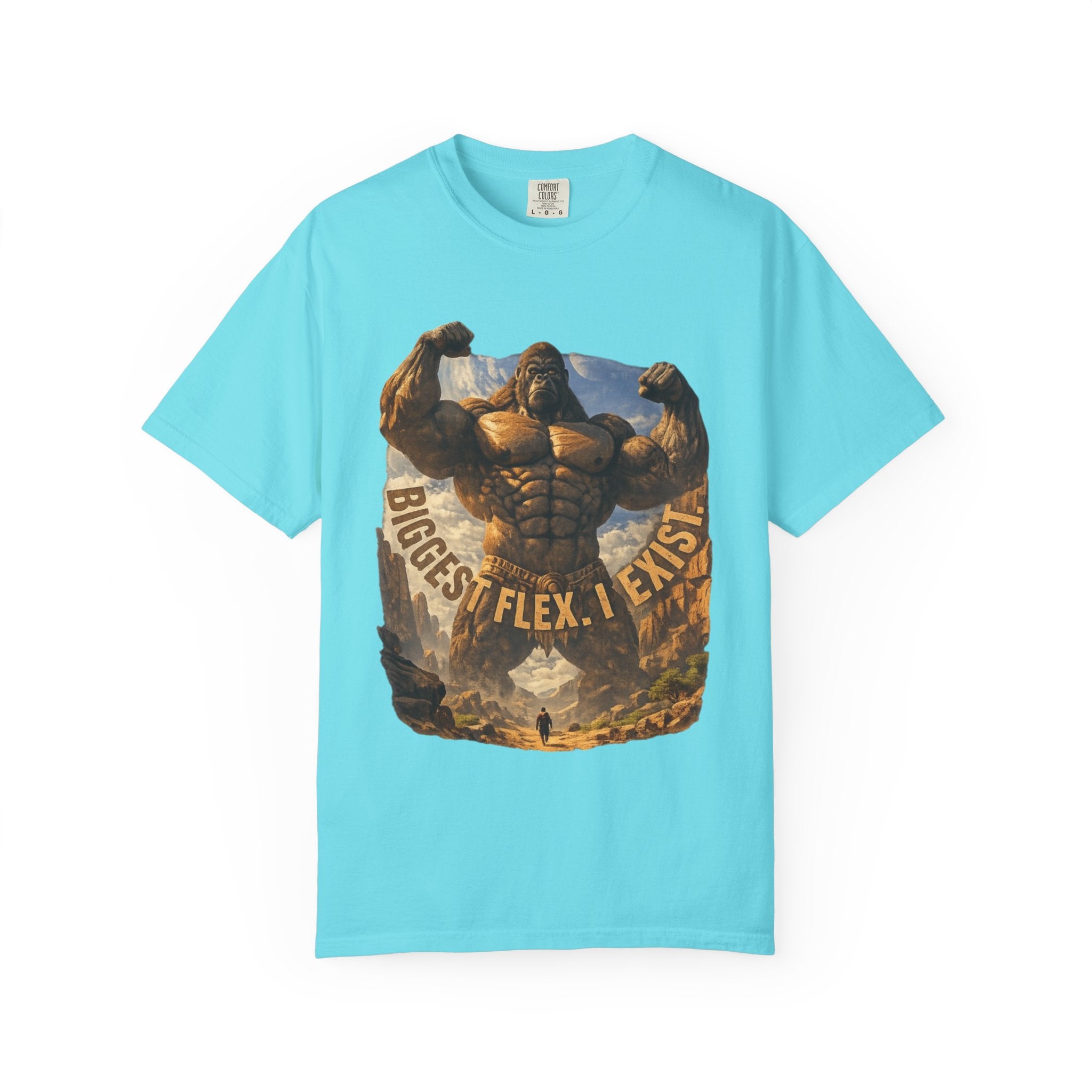 PRB Biggest Flex I Exist T-Shirt — Funny Muscle Gorilla Graphic Tee by Power Runs Black