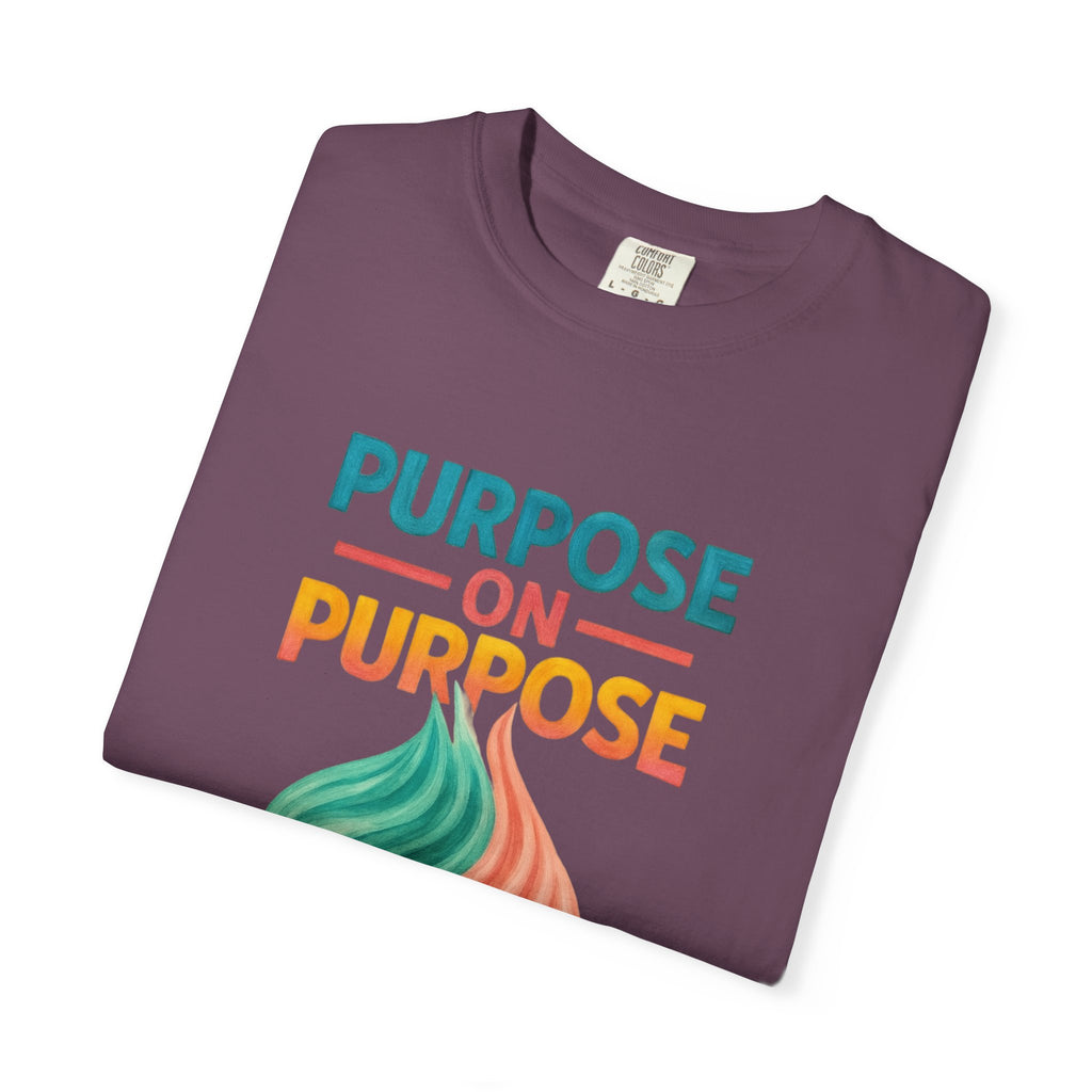 PRB Purpose On Purpose T-Shirt — Inspirational Graphic Tee with Abstract Wave Design by Power Runs Black