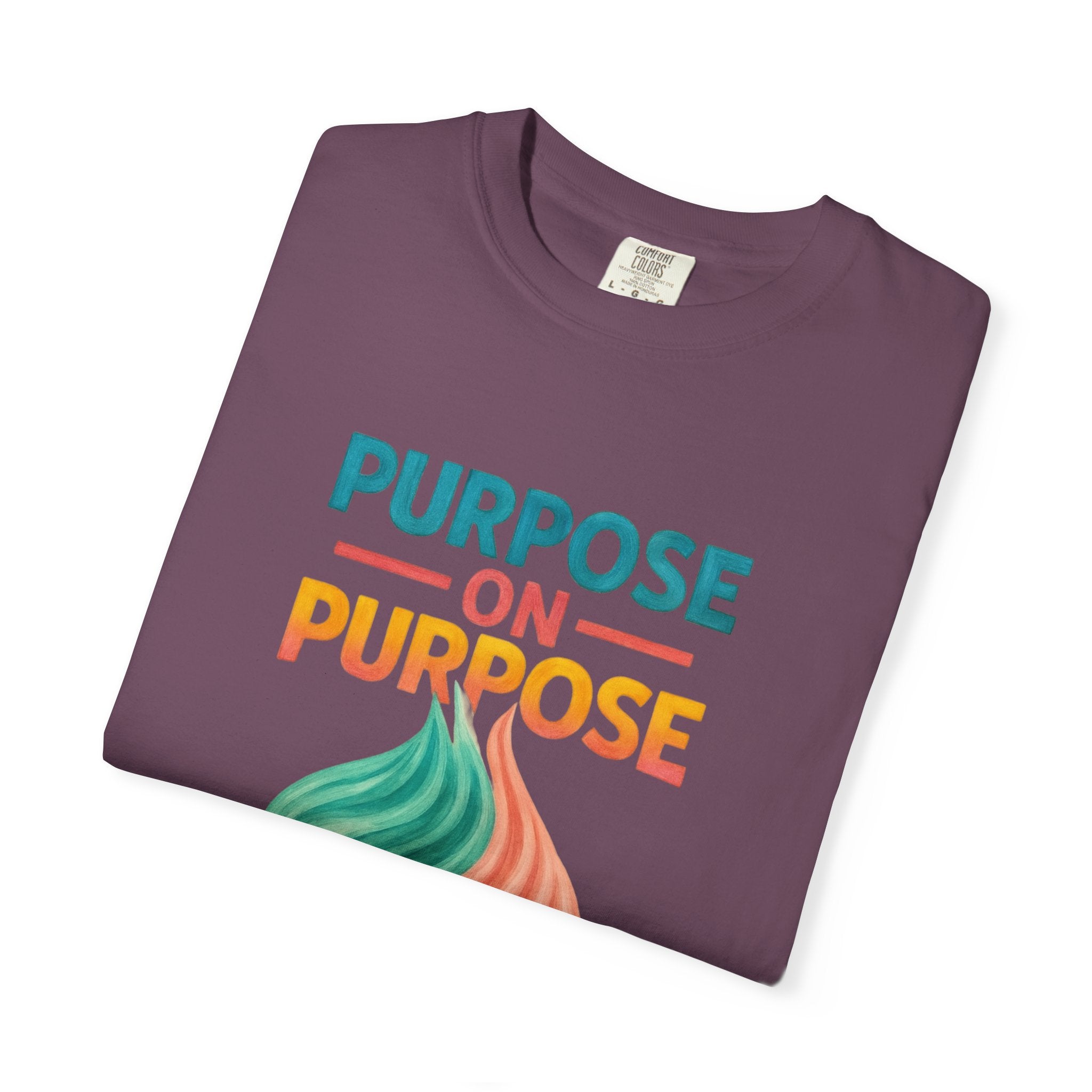 PRB Purpose On Purpose T-Shirt — Inspirational Graphic Tee with Abstract Wave Design by Power Runs Black
