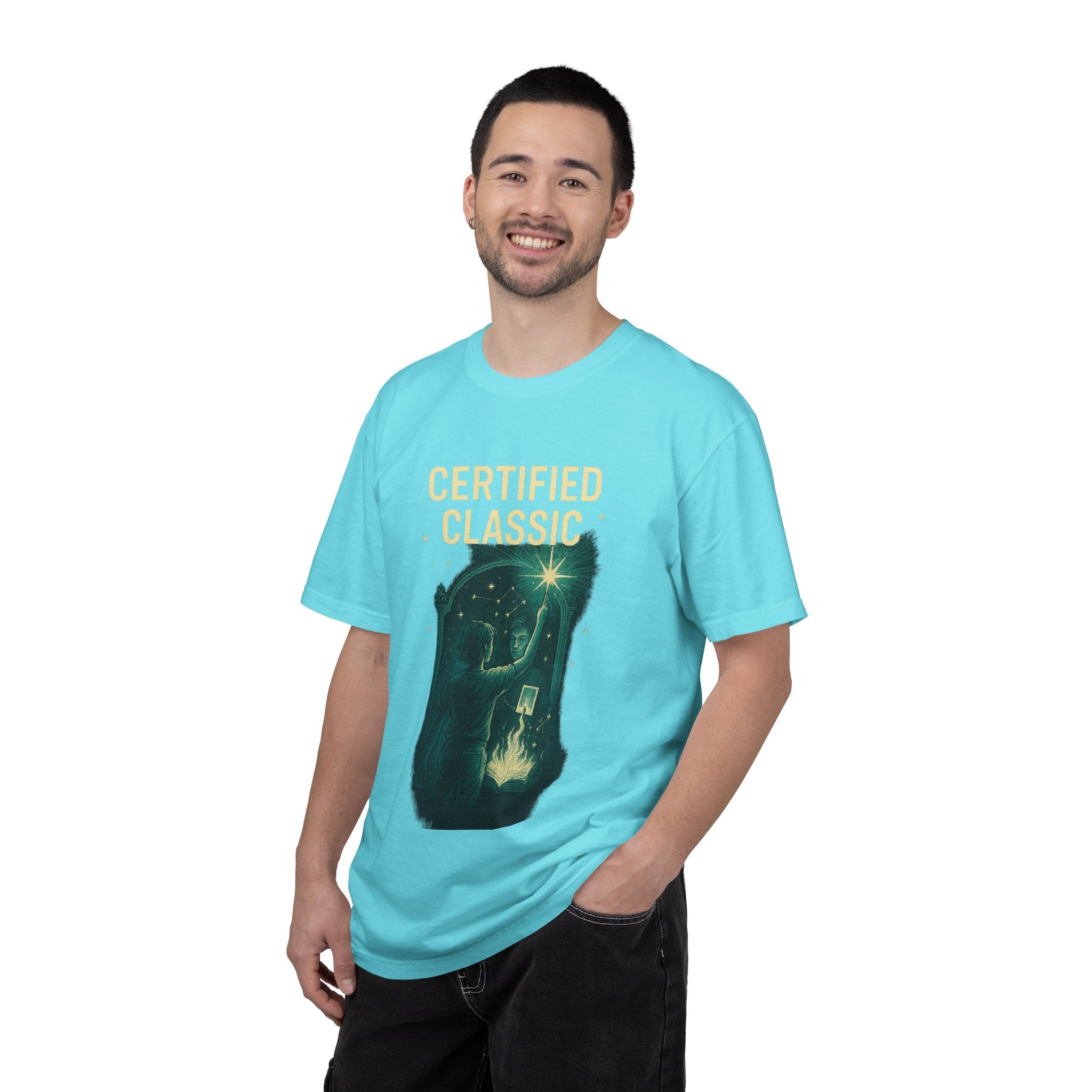 PRB Certified Classic illustration T-shirt | vintage camping, night sky, campfire by Power Runs Black