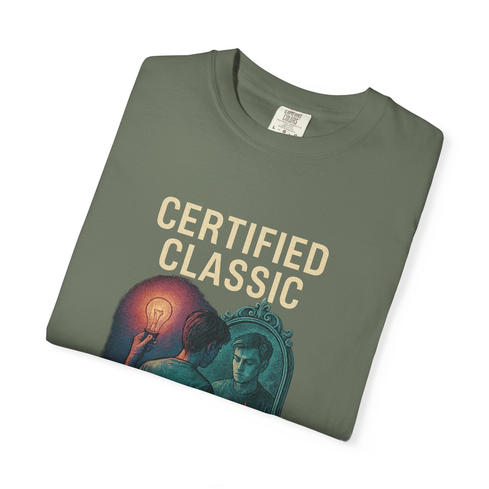PRB Certified Classic Mirror Illustration T-shirt | Retro Mystic Artwork by Power Runs Black