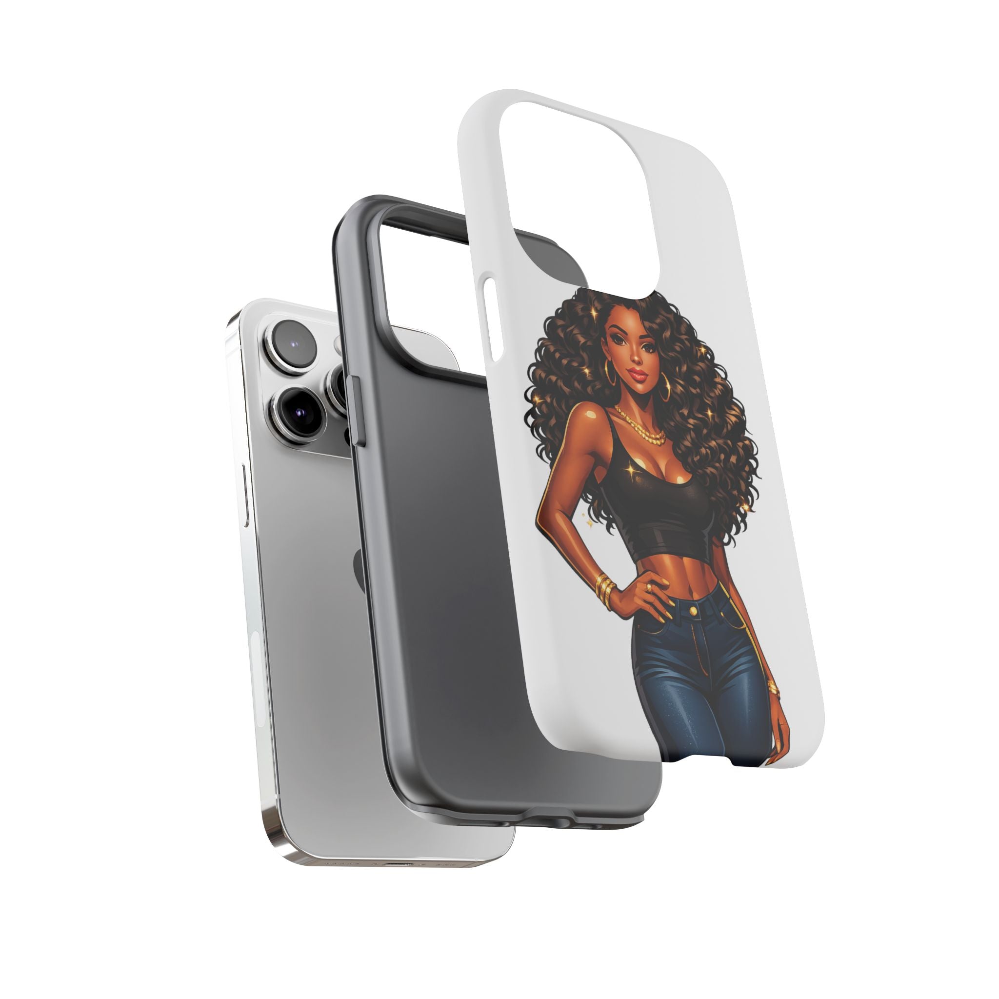 Pretty Rich Bitch by PRB Curly Hair Phone Case by Power Runs Black