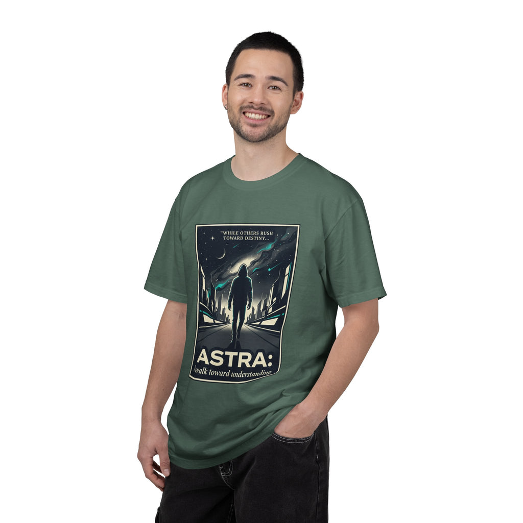 Power Runs Black Astra Sci‑Fi Graphic T-Shirt — "I walk toward understanding" Poster Design by Power Runs Black