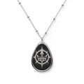 Power Runs Black PRB Pretty Rich Bitch The Collection Oval Pendant Necklace with Gothic Crown Emblem – Silver Teardrop Statement Jewelry by Power Runs Black