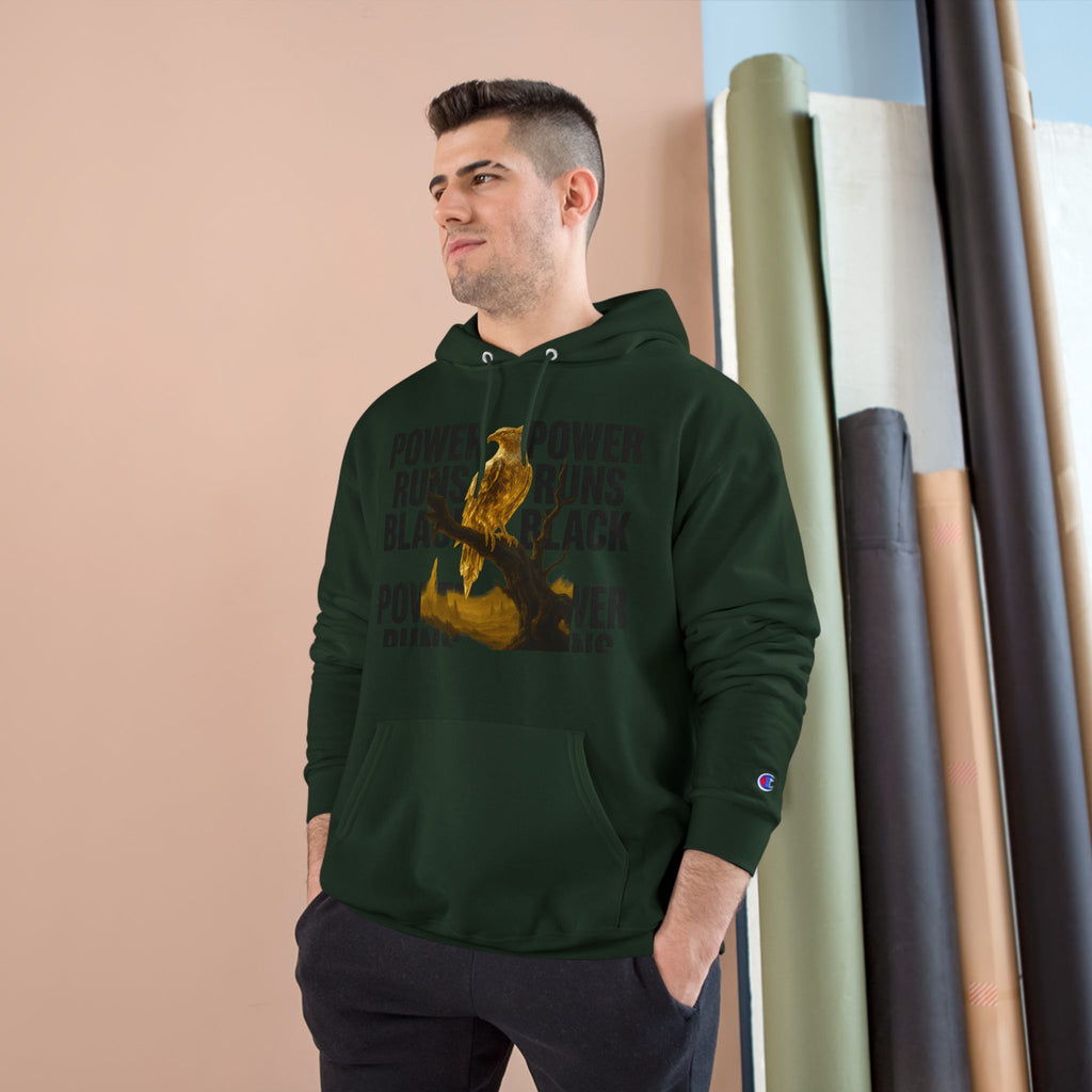 PRB Champion Hoodie — 'Power Runs Black' Golden Bird Graphic Pullover by Power Runs Black