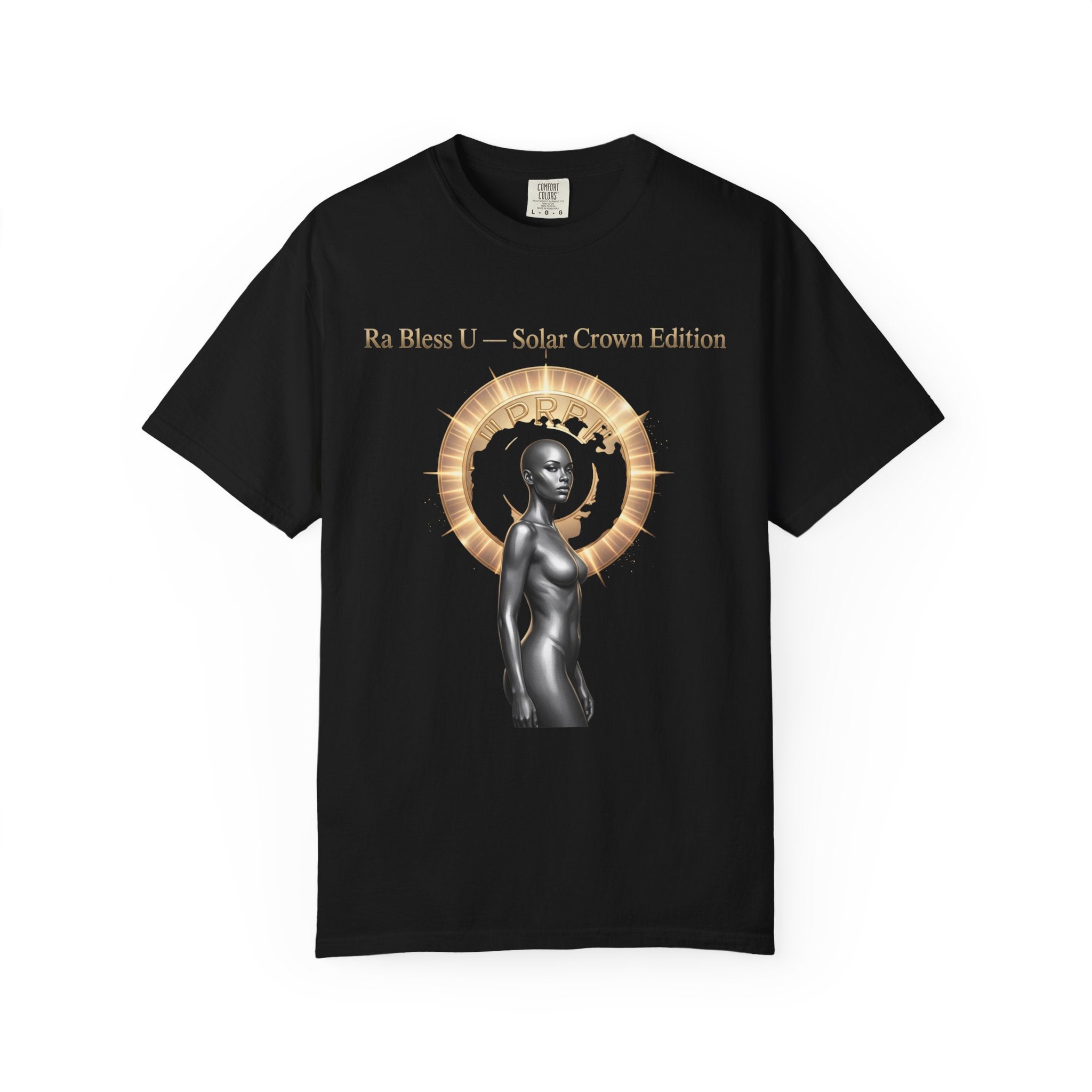 Printify PRB Solar Crown T-Shirt — "Ra Bless U" Artistic Goddess Graphic Tee - T-Shirt
