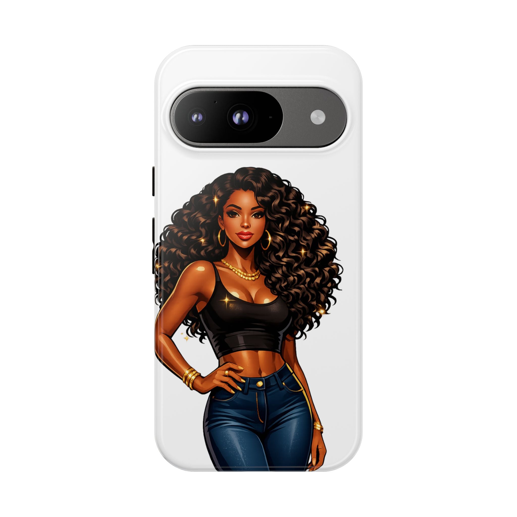 Pretty Rich Bitch by PRB Curly Hair Phone Case by Power Runs Black