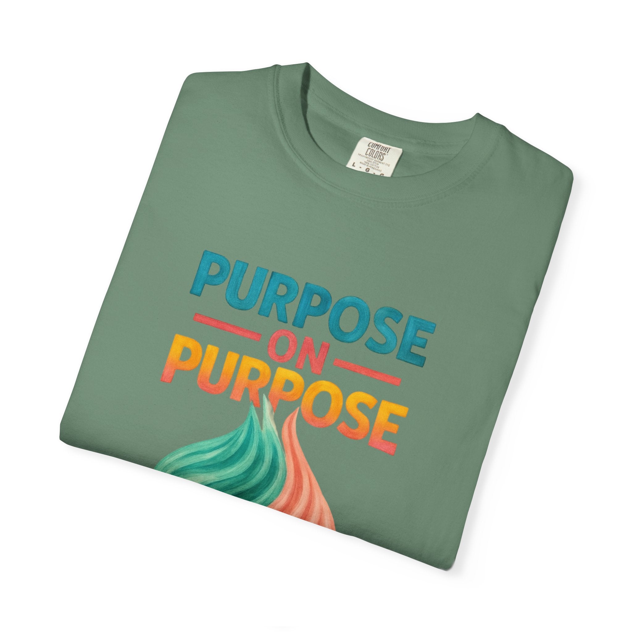 PRB Purpose On Purpose T-Shirt — Inspirational Graphic Tee with Abstract Wave Design by Power Runs Black