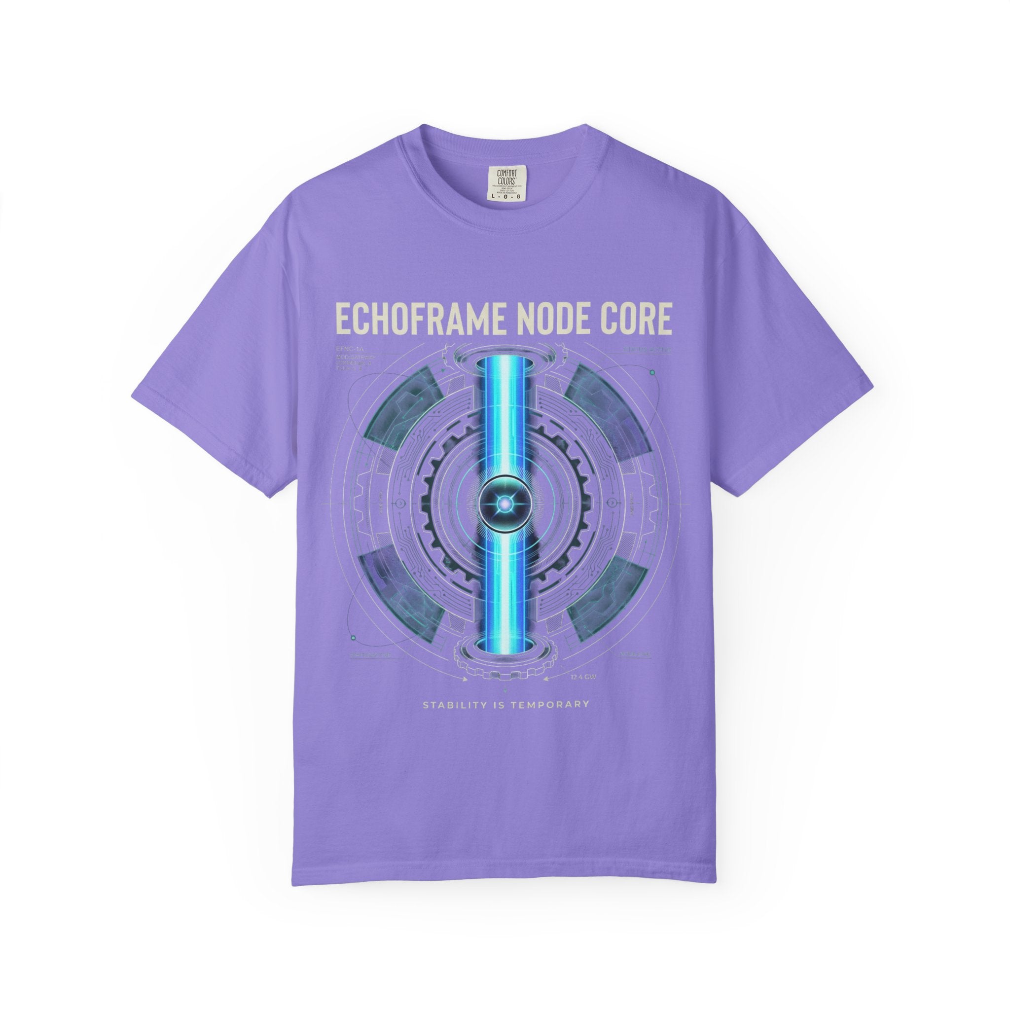 Power Runs Black PRB Echoframe Node Core T-Shirt — Futuristic Tech Graphic Tee by Power Runs Black