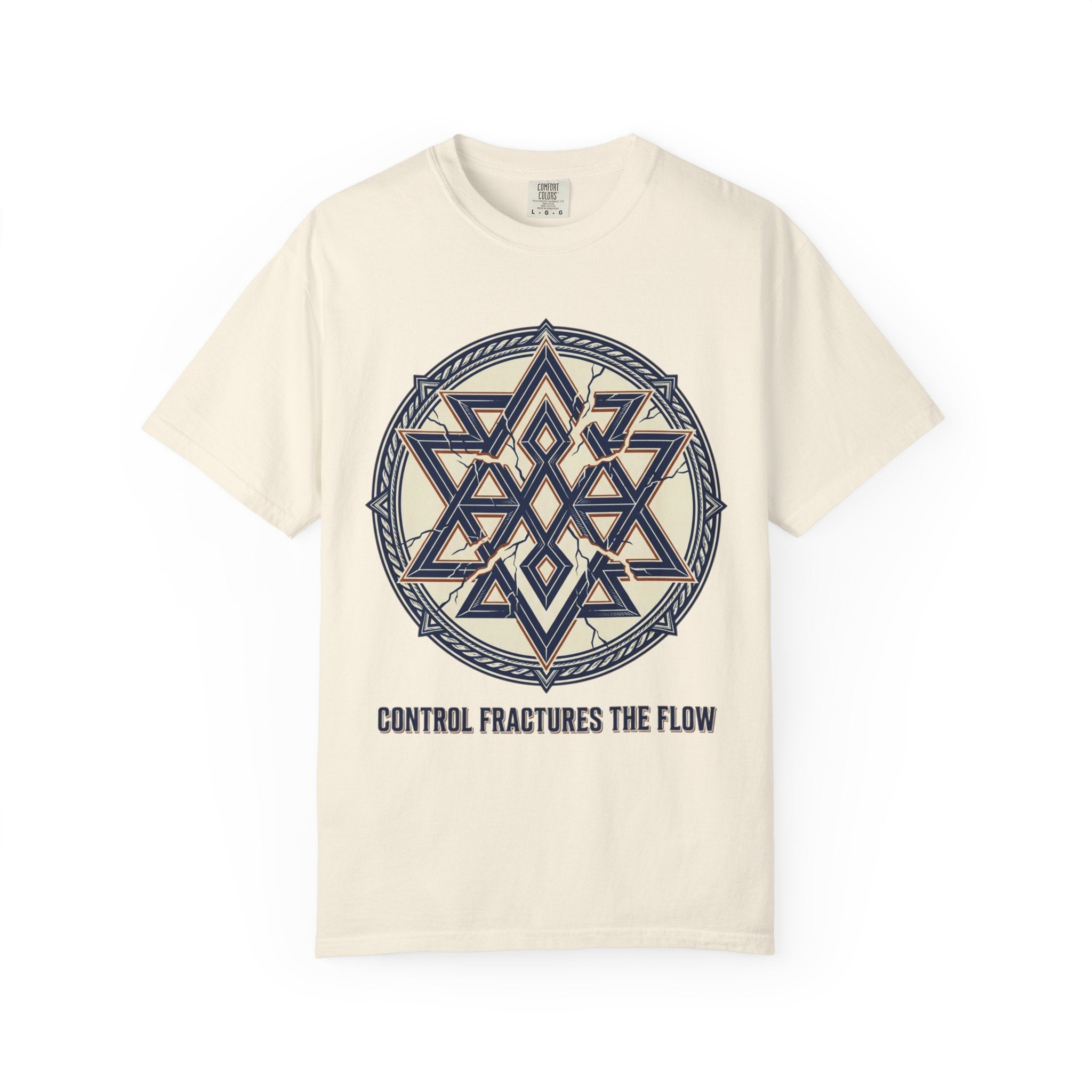 Power Runs Black PRB Geometric Star Mandala T-Shirt — "Control Fractures the Flow" Graphic Tee by Power Runs Black